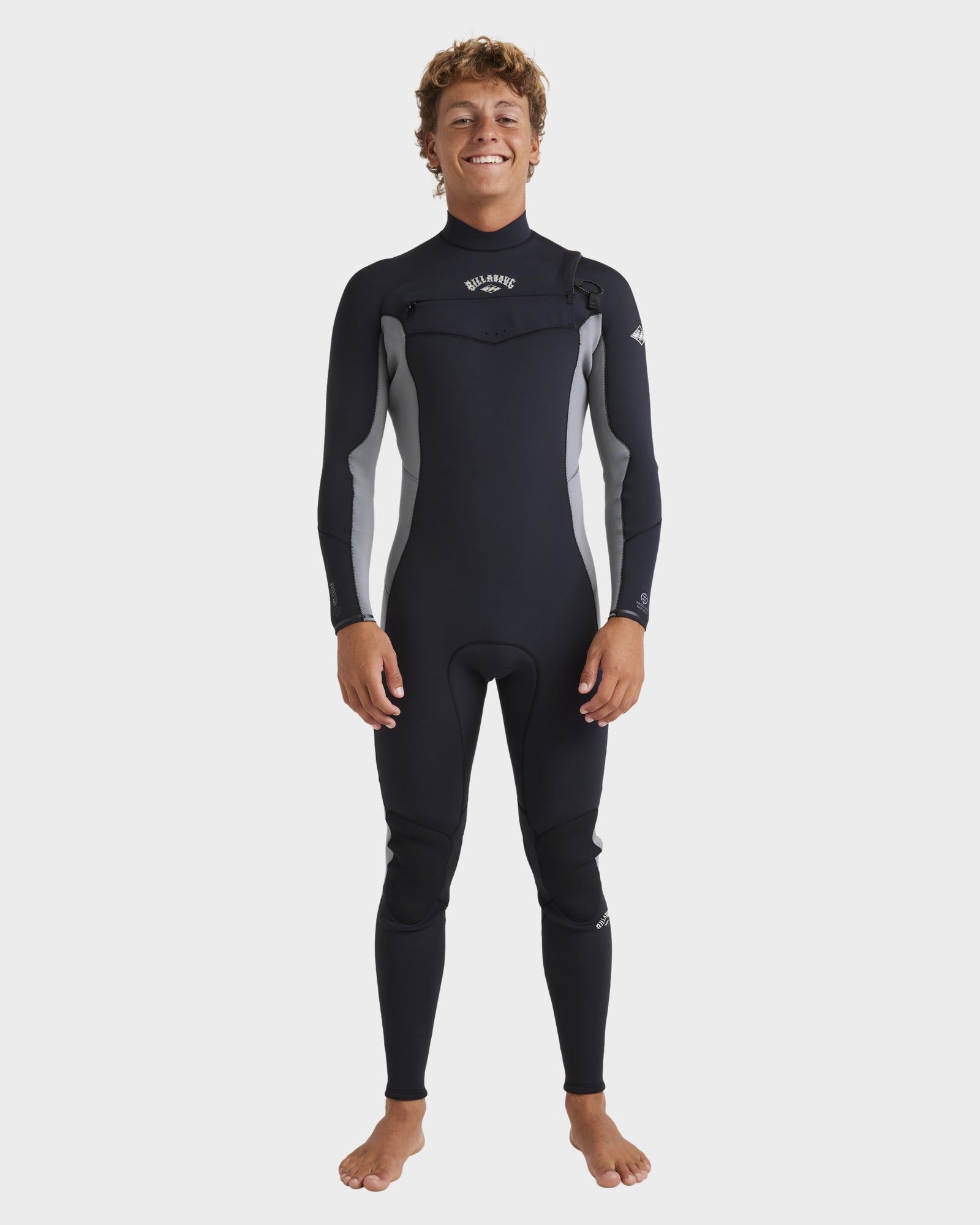 Mens 3/2mm Absolute Natural Chest Zip Steamer Wetsuit – Alloy