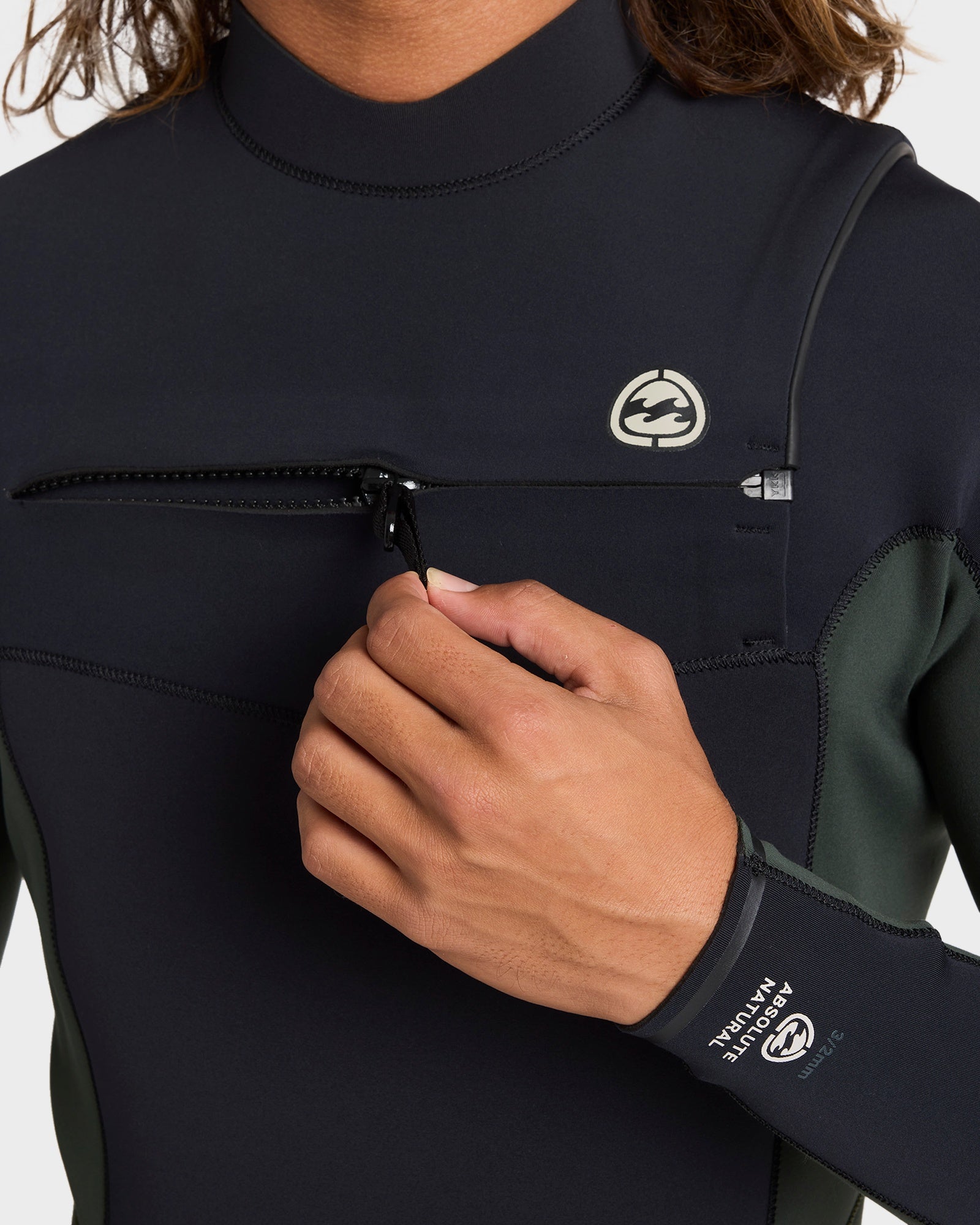 Mens 3/2mm Absolute Natural Chest Zip Wetsuit