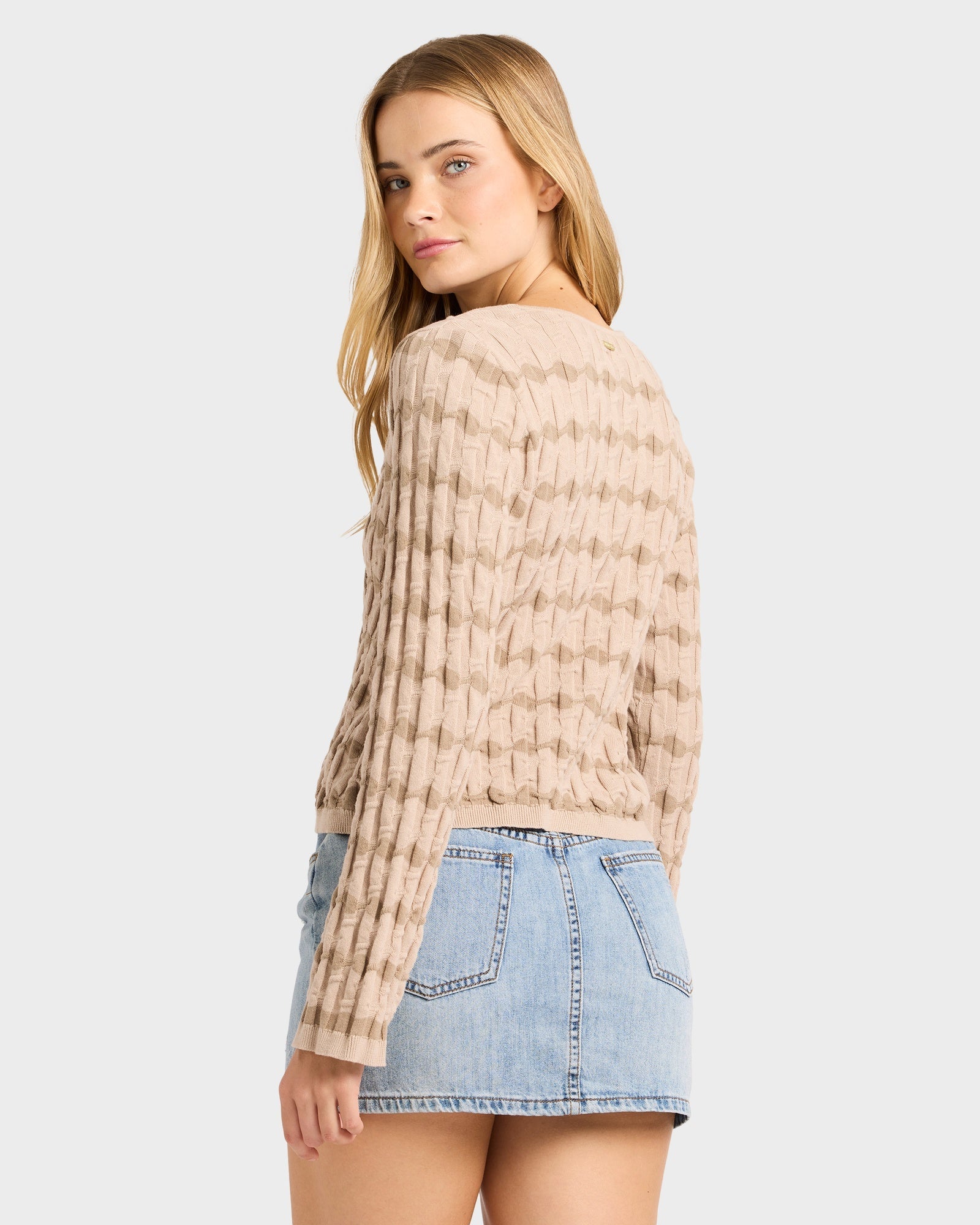 Womens Bubble Tides Long Sleeve Knit Top