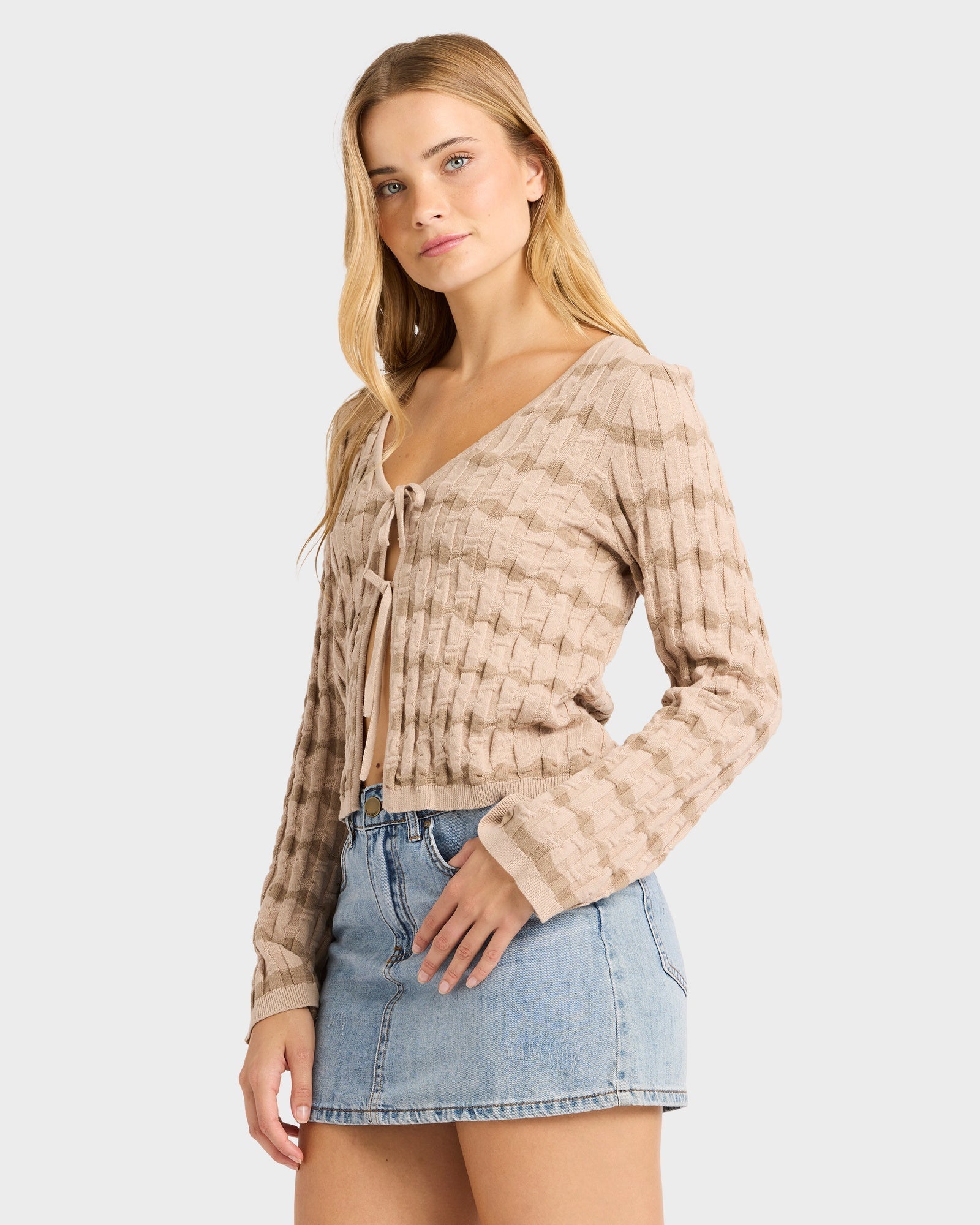 Womens Bubble Tides Long Sleeve Knit Top