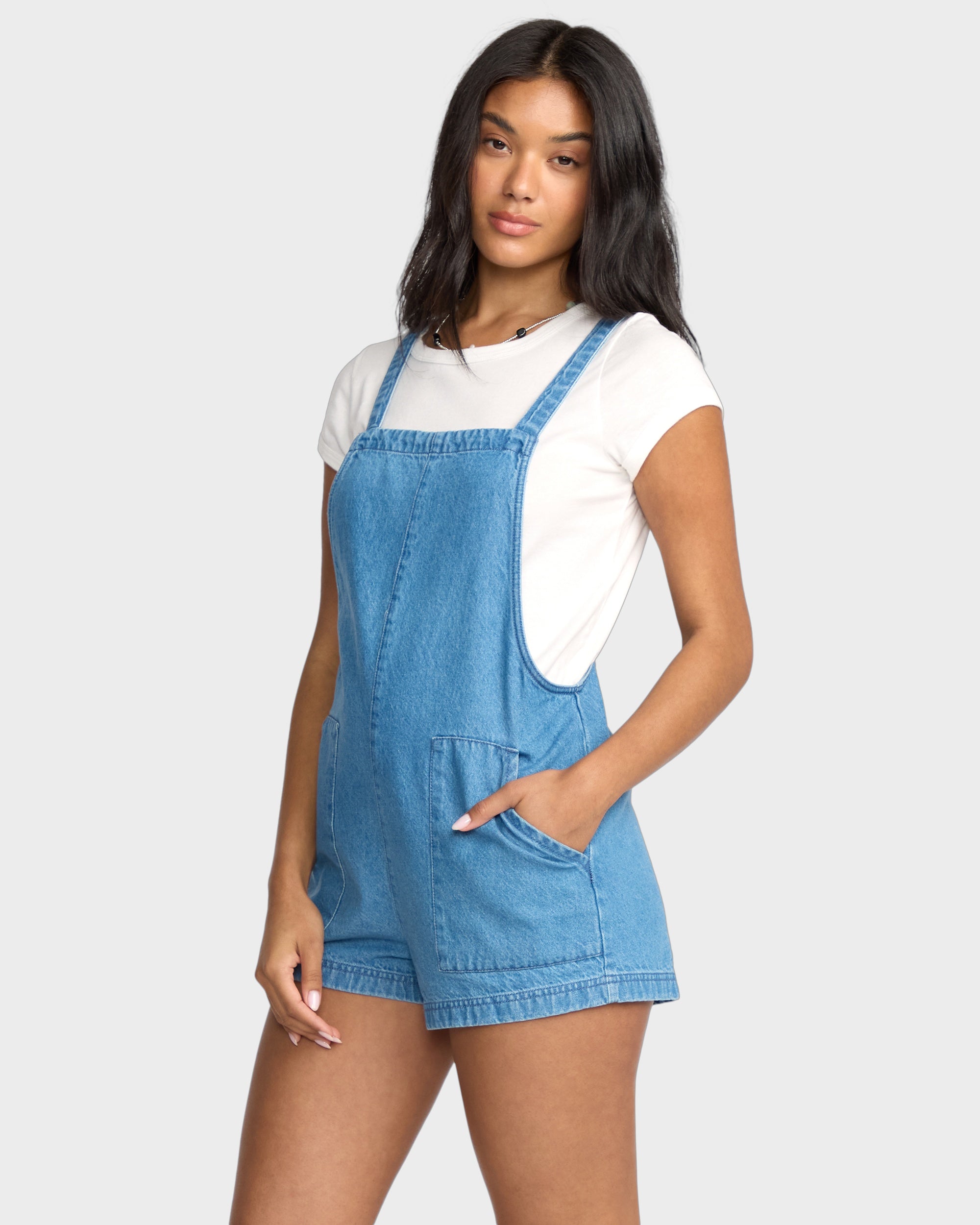 Womens Beach Crush Denim Overalls
