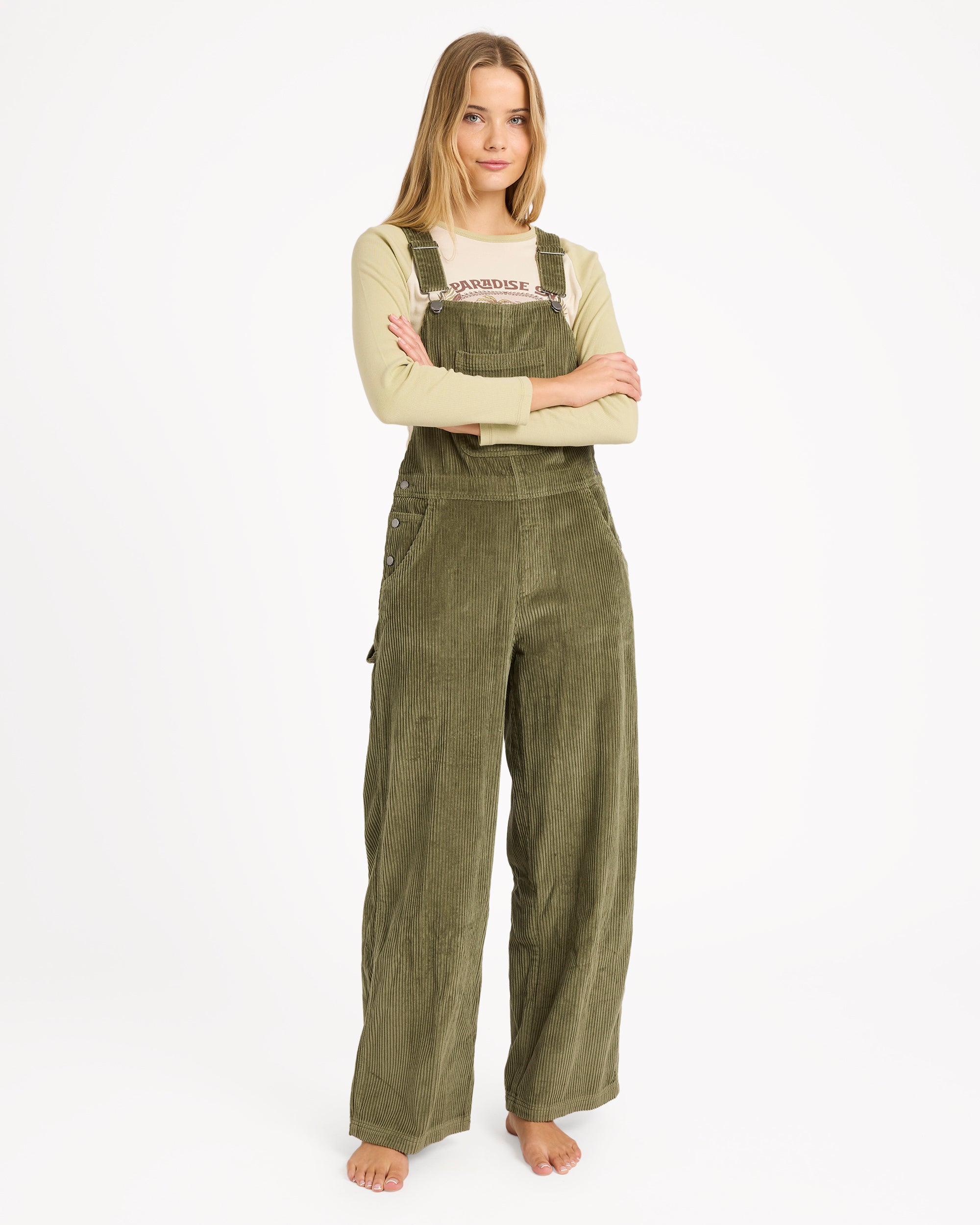 Womens Vacay Corduroy Overalls