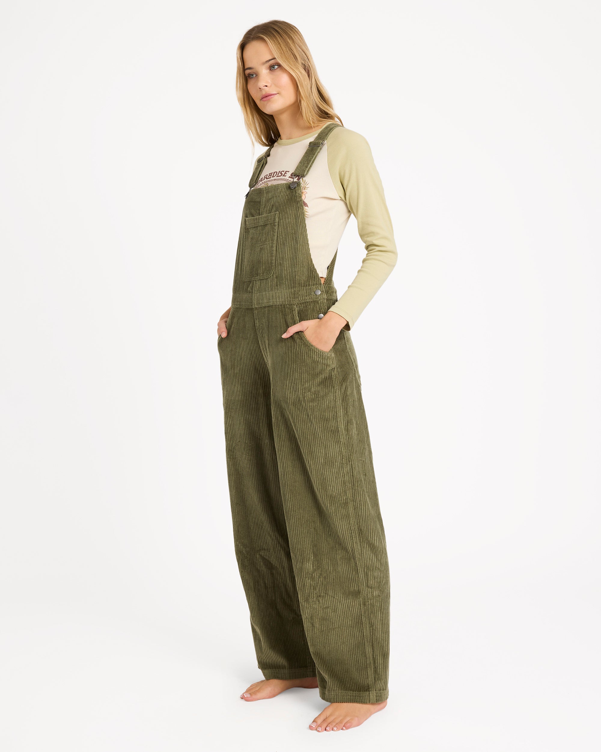 Womens Vacay Corduroy Overalls