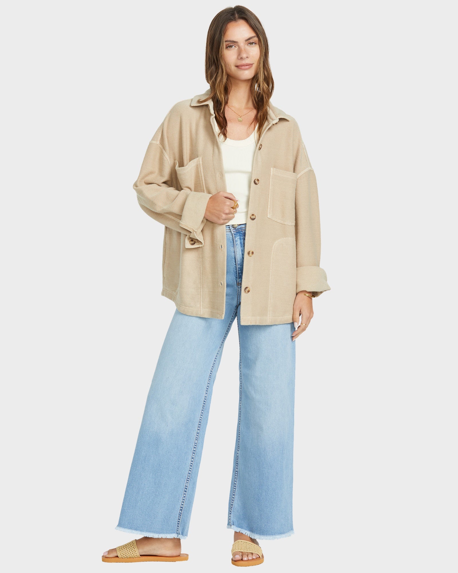 Womens Everytime Shacket Fleece Top