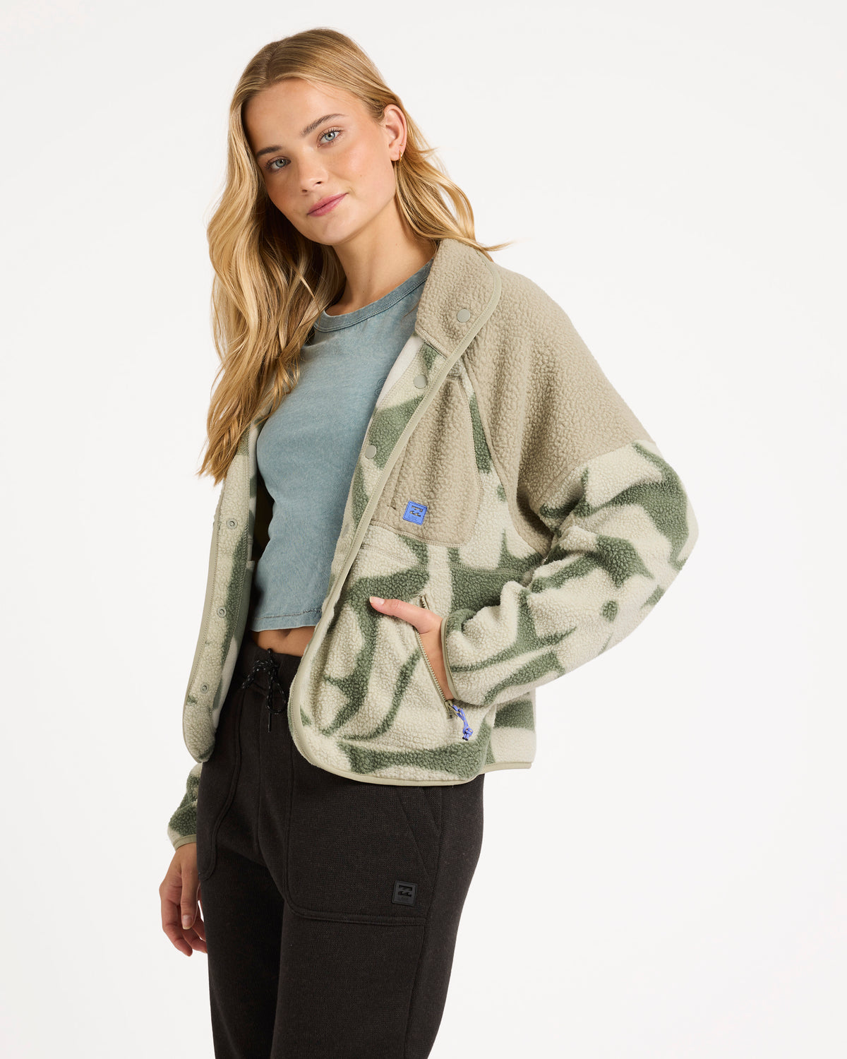 Womens Popoyo Snap Up Fleece Jacket – Billabong