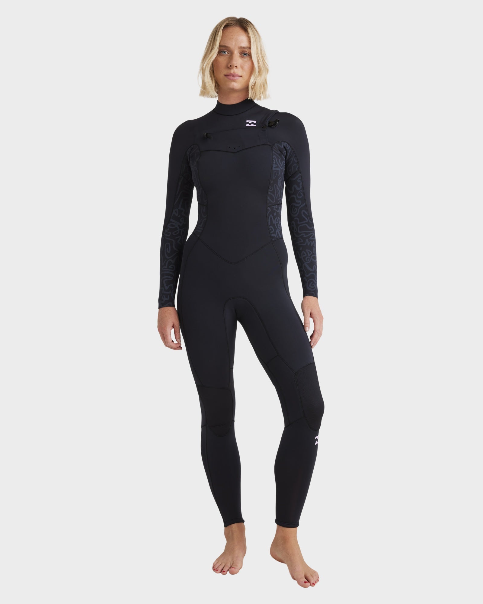 Womens 3/2mm Synergy Natural Chest Zip Steamer Wetsuit – Black