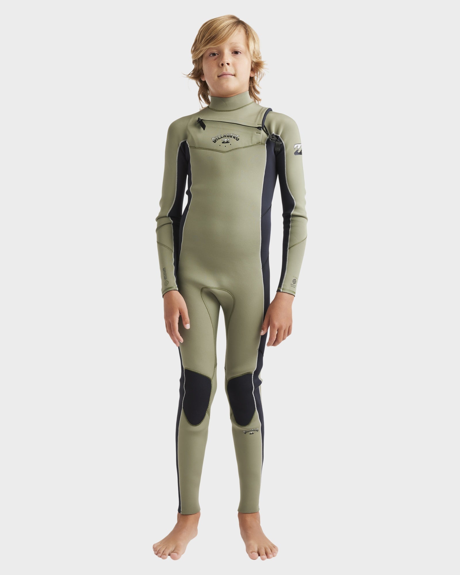 BILLABONG ABSOLUTE COMP 子供用 ウェットスーツ 6 Boys 6-16 3/2 mm Absolute Natural Chest Zip Steamer Wetsuit