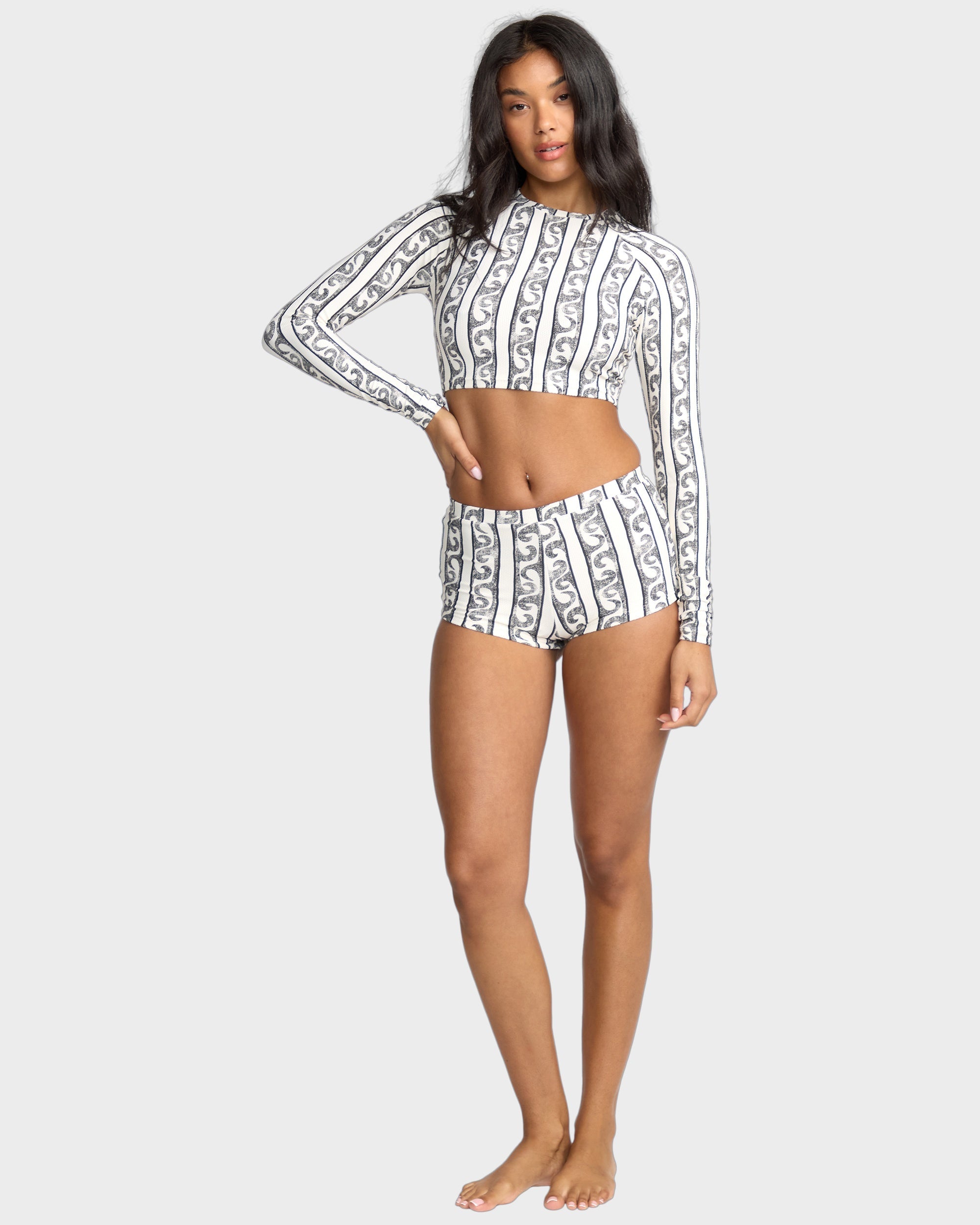 Womens Wave Watcher Crop Long Sleeve Rash Vest