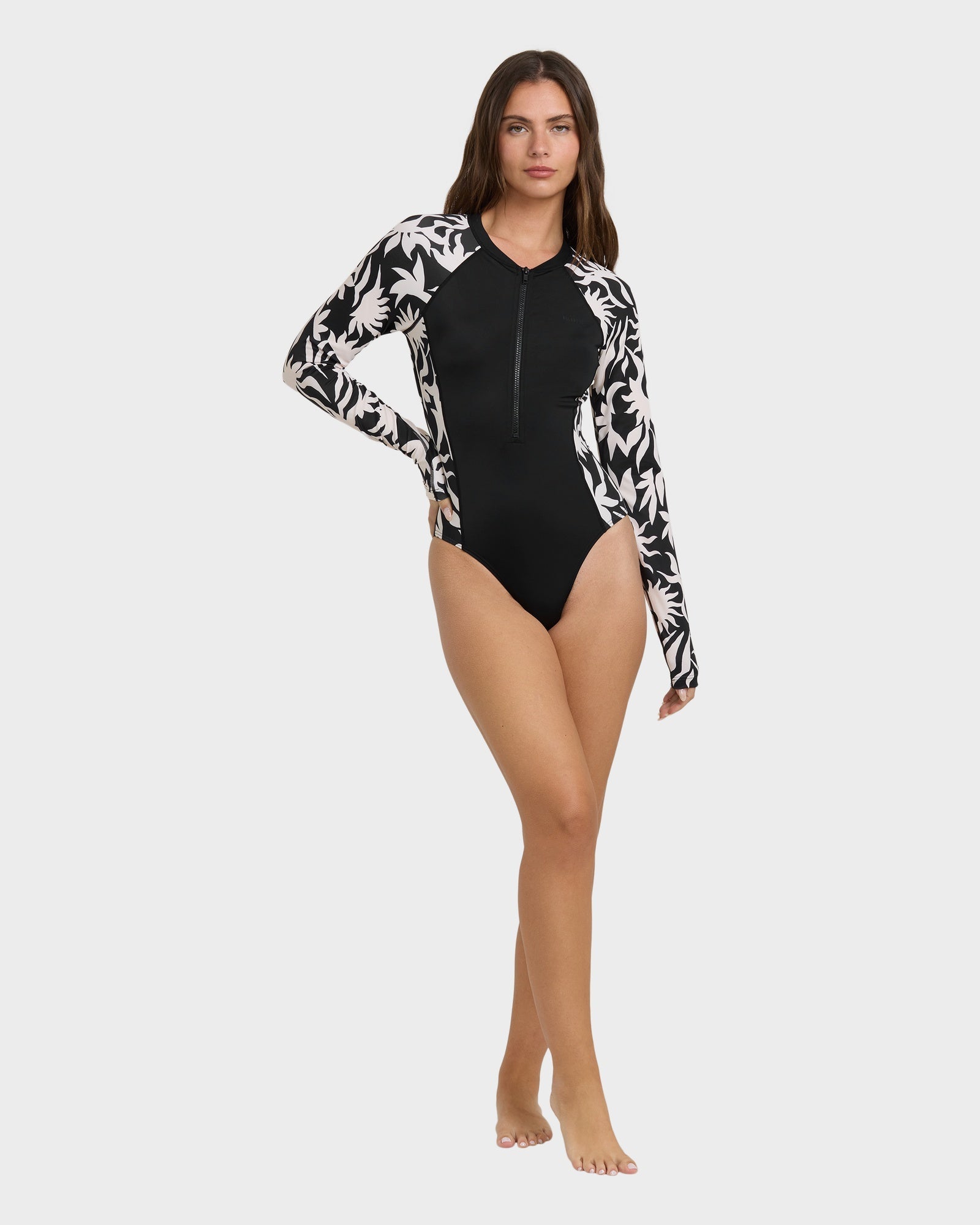 Womens By My Side Long Sleeve Zip Bodysuit Rash Vest