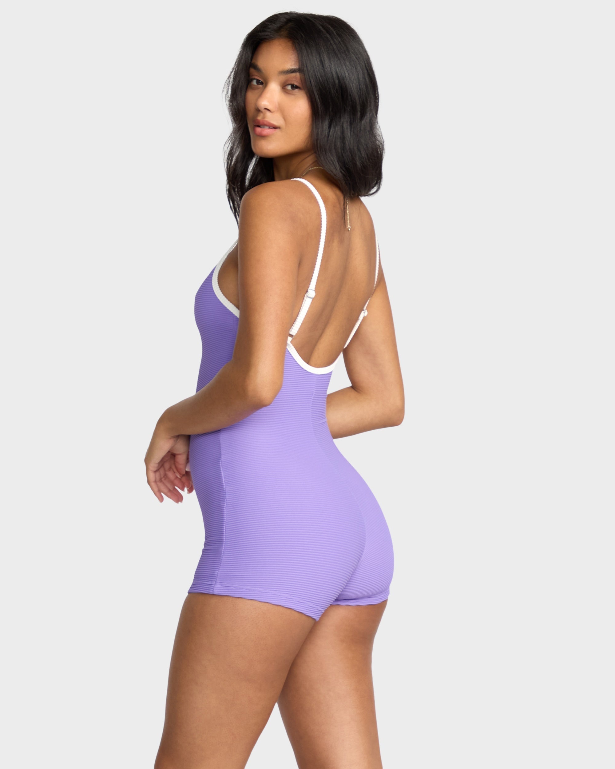 Womens Tanlines Retro Tank Surfsuit One Piece Swimsuit