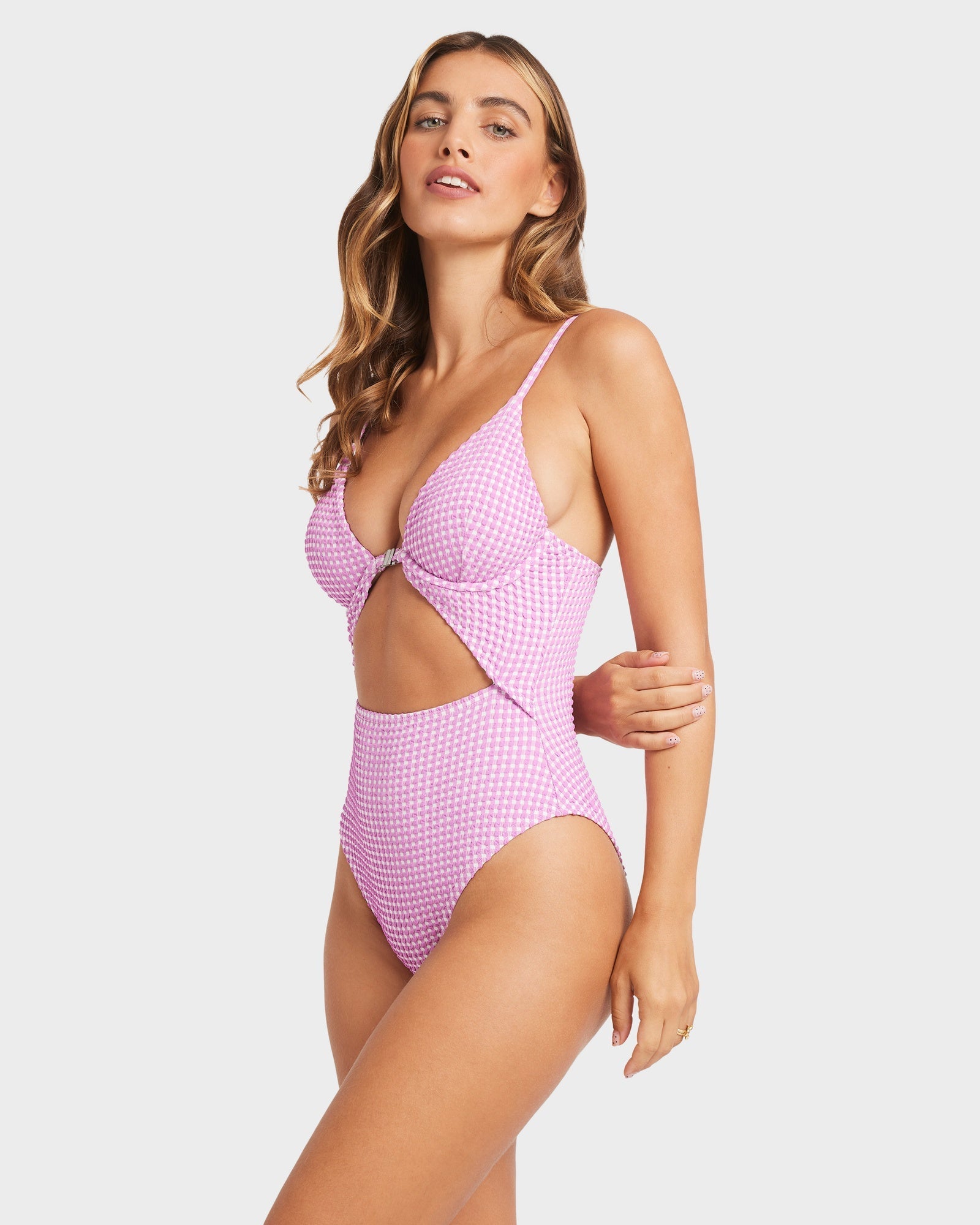 Womens Mini Wave Check Kaia One Piece Swimsuit