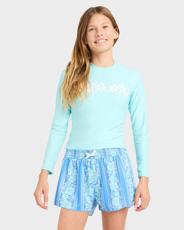 Girls 6-14 Happy Hibiscus Swim Volley Boardshorts