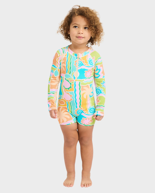 Girls 0-5 Sol Playa One Piece Shortie Long Sleeve Rash Vest
