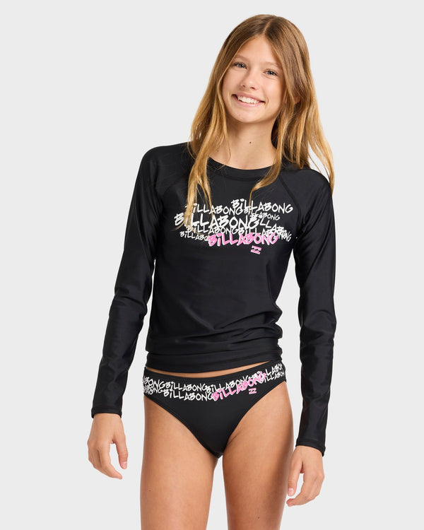 Girls 6-16 Say My Name Long Sleeve Rash Vest Set