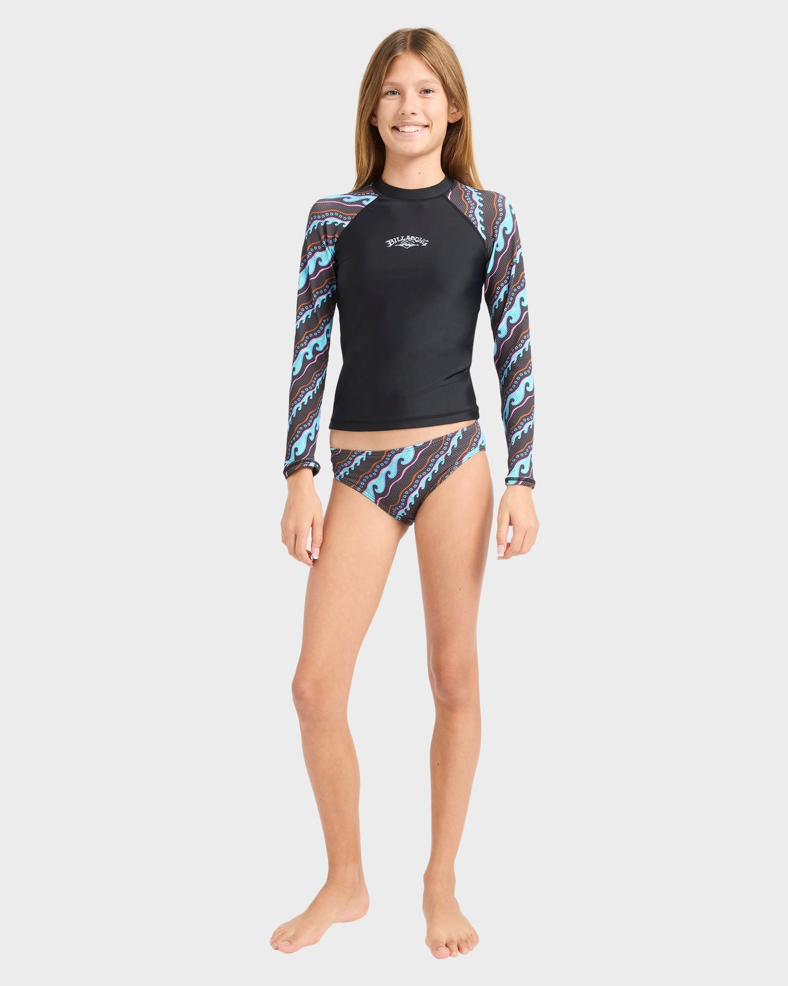 Girls 6-14 Sea Level Long Sleeve Rash Vest Set