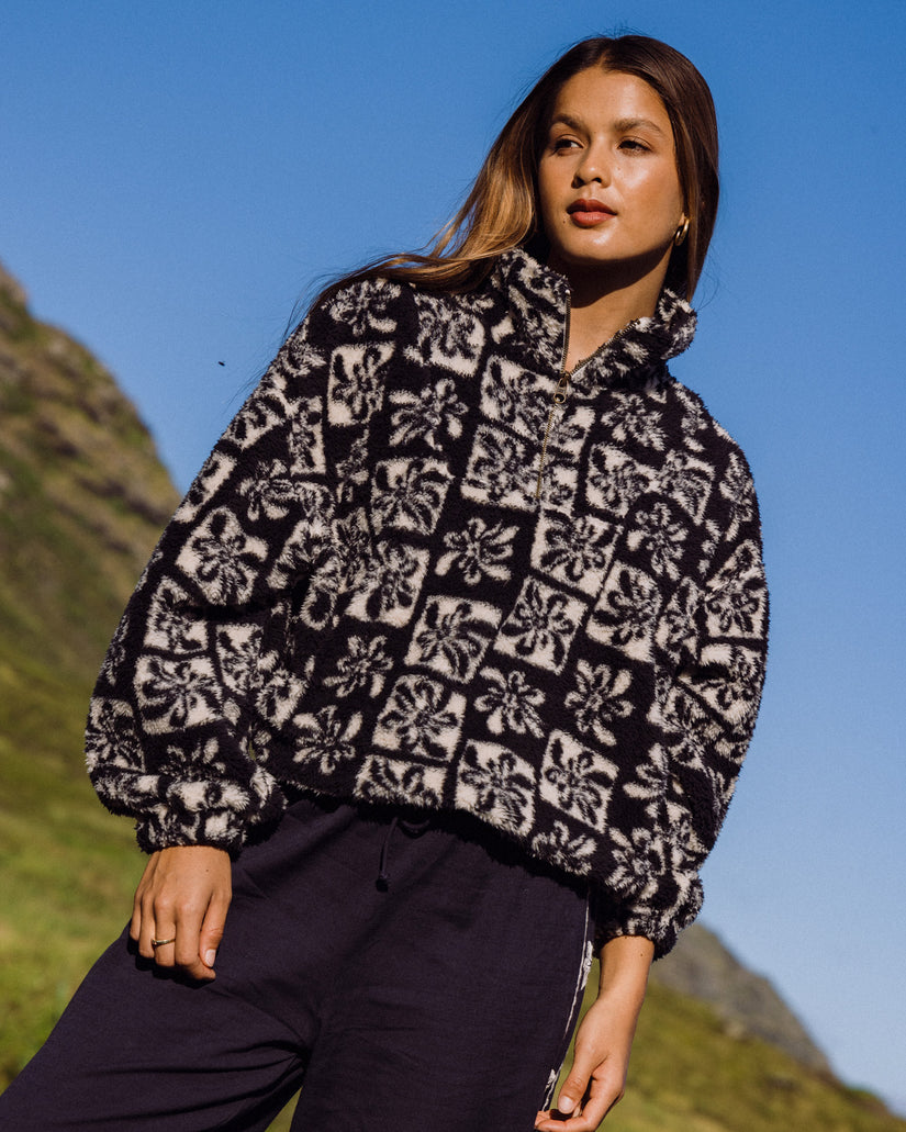 Womens Ur A Legend Half Zip Fleece Pullover - BLACK SANDS | Billabong AU