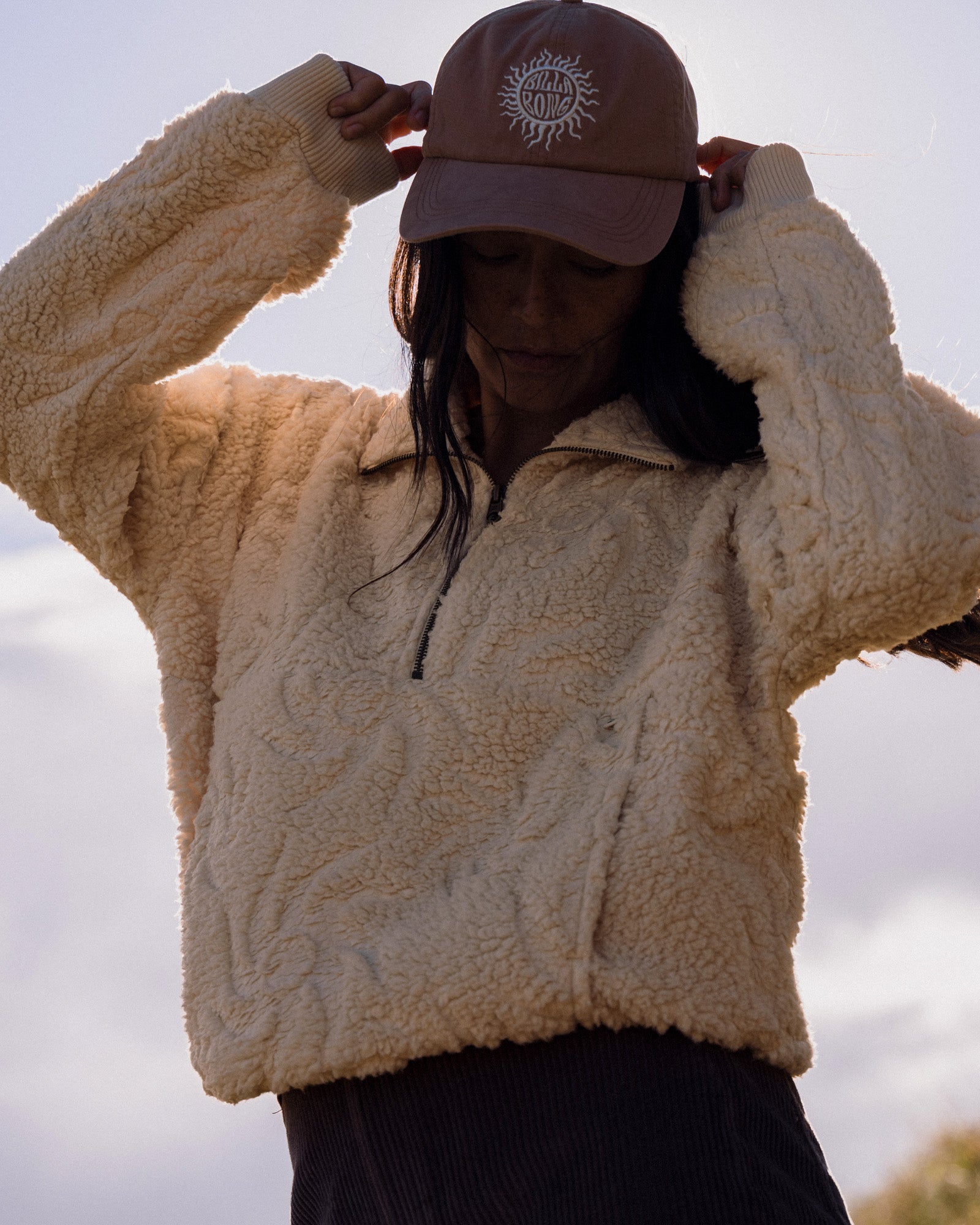 Womens Sun Trippin Half Zip Fleece Pullover