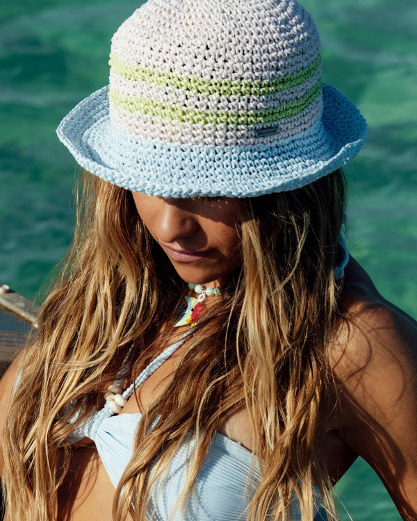 Womens Beach Club Straw Bucket Hat