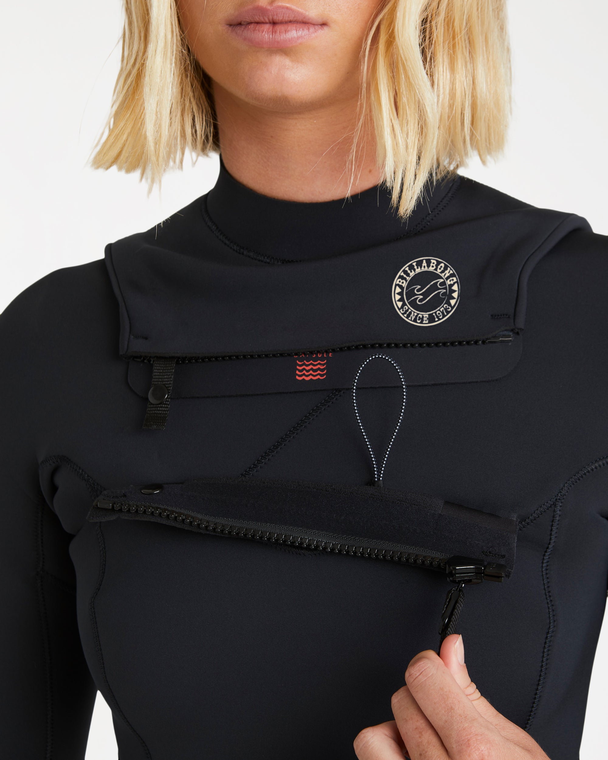 Womens 3/2mm Salty Natural Chest Zip Wetsuit
