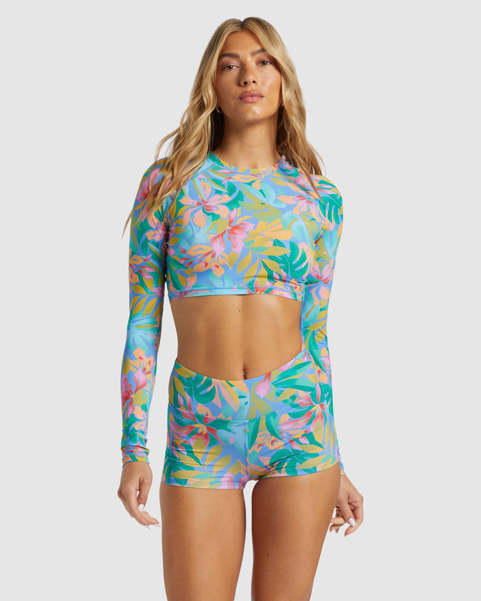 Womens Tropic Daze Crop Long Sleeve Rash Vest
