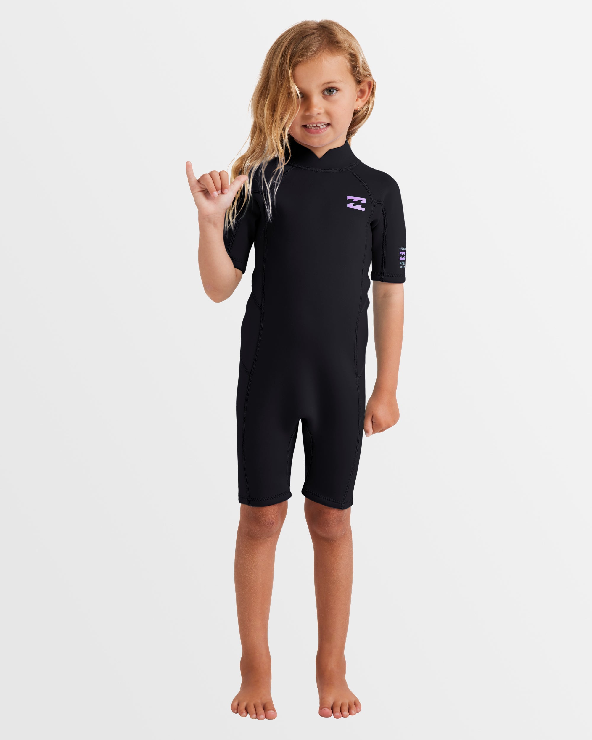 Girls 2-6 2/2mm Foil Back Zip Springsuit