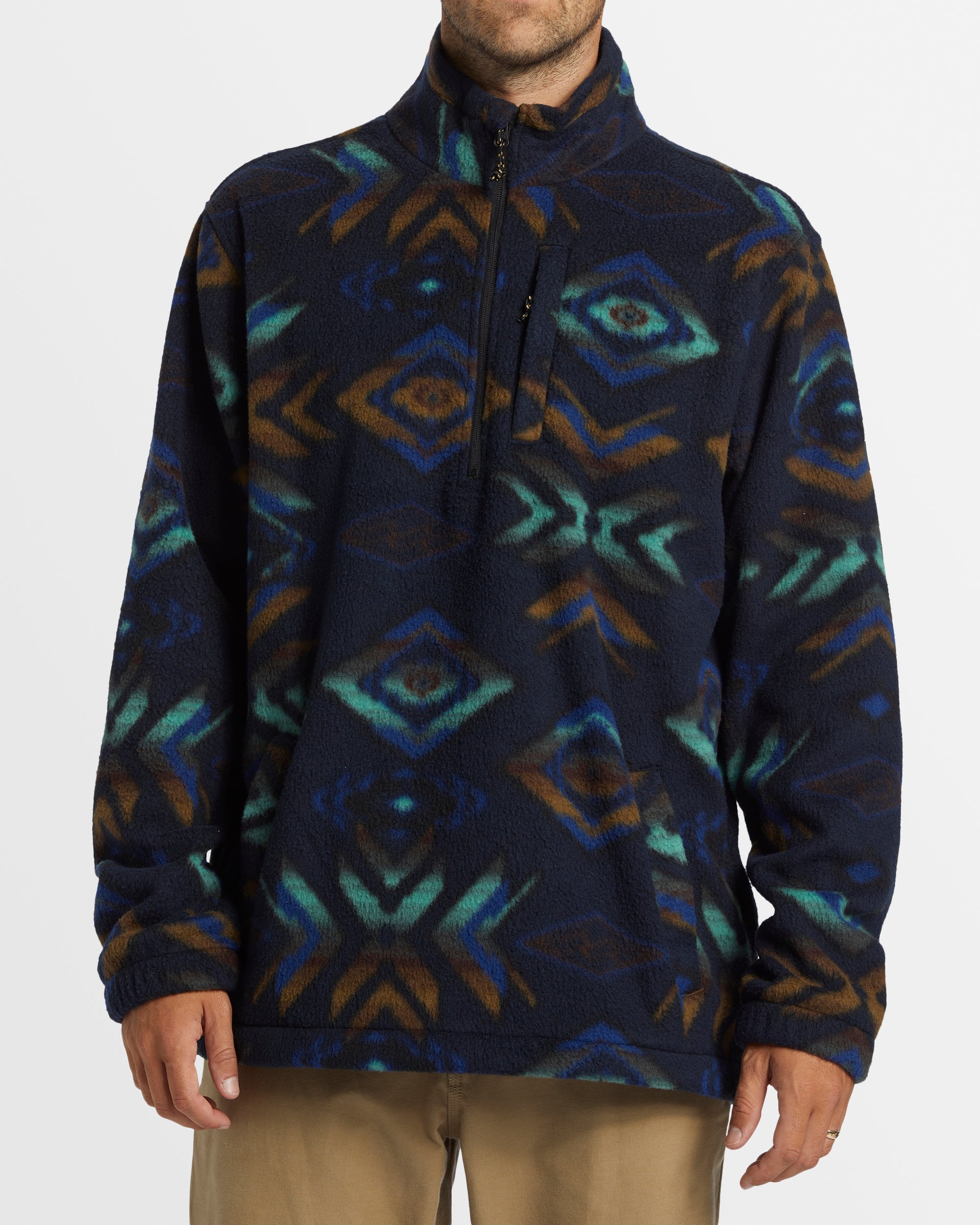 Mens Boundary Mock Neck Fleece Pullover