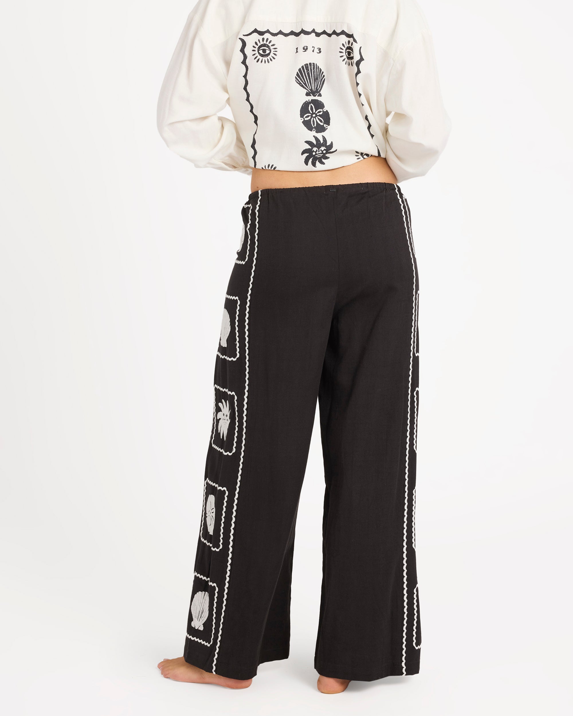 Womens Sea Side Dreamer Elastic Waist Pants