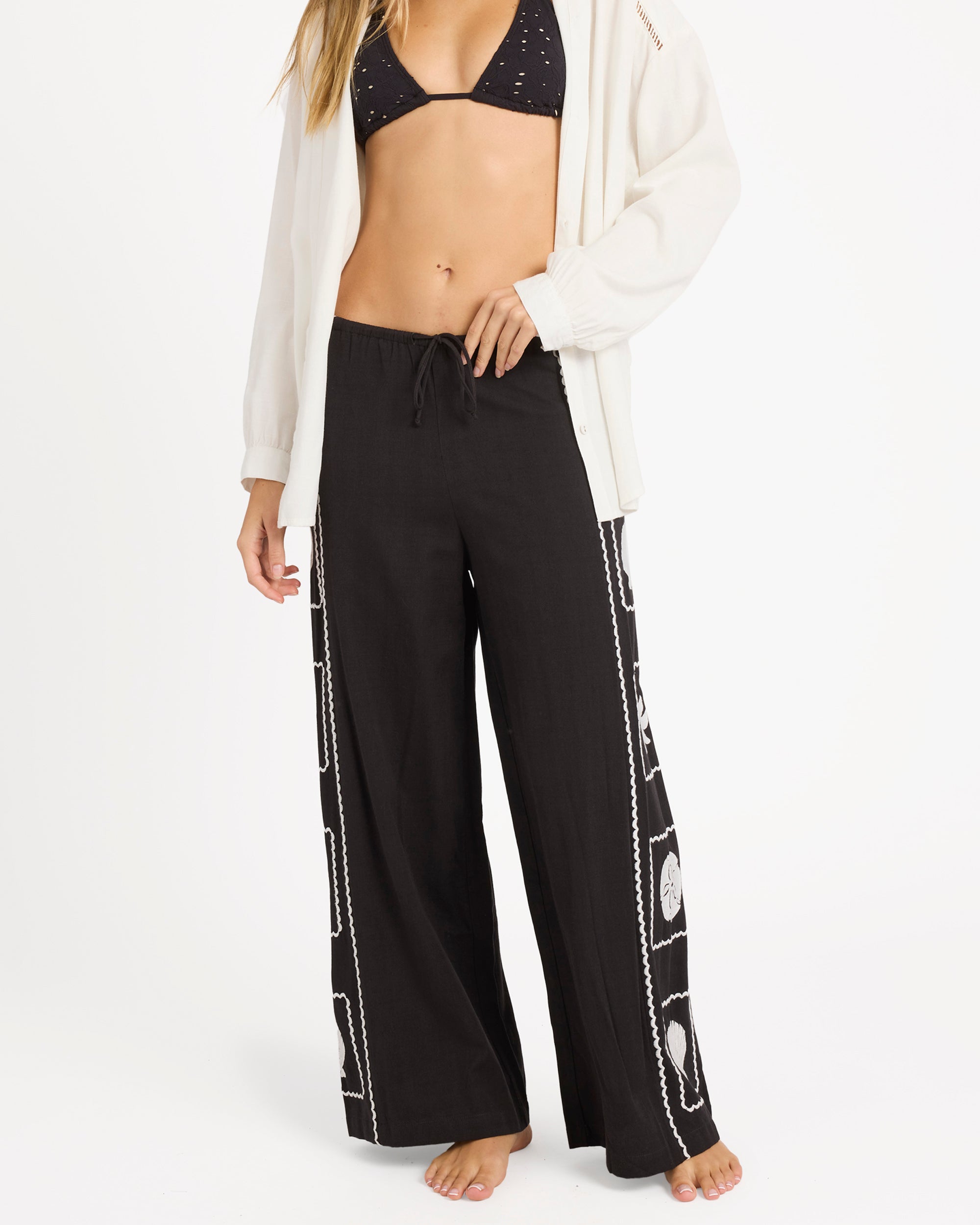 Womens Sea Side Dreamer Elastic Waist Pants