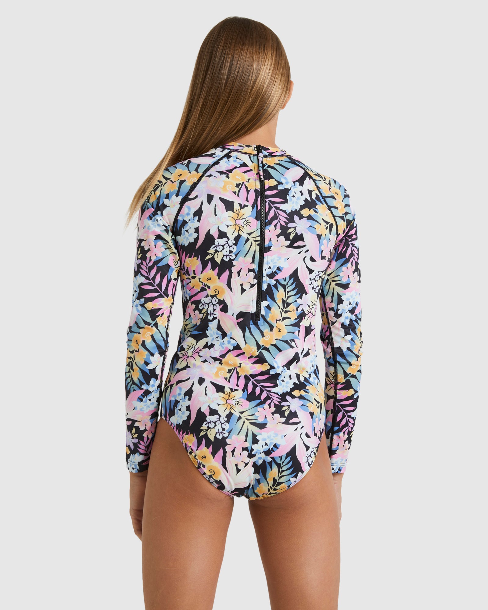 Girls 6-16 Peaceful Palms Long Sleeve One Piece Rash Vest