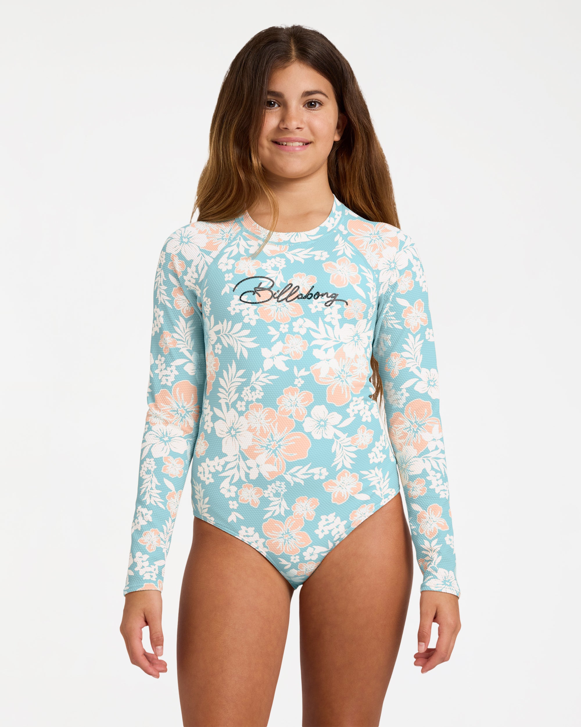 Girls 6-16 Hibiscus Haze Long Sleeve Bodysuit Rash Vest – Billabong