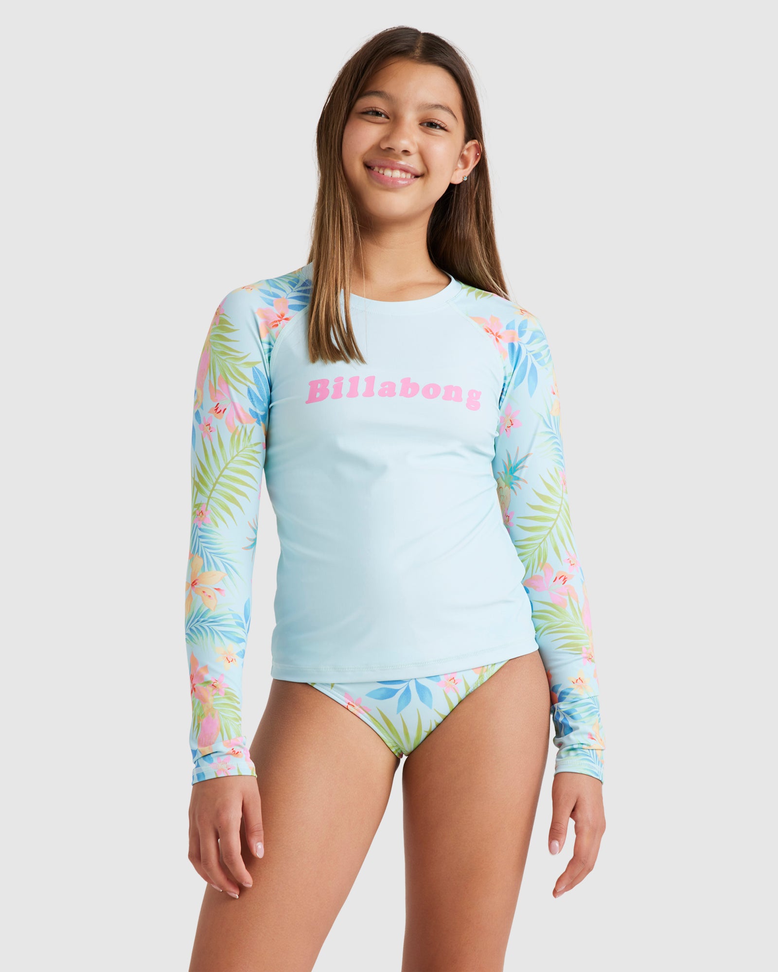 Girls 2-16 In Da Jungle Rash Vest Set BLUE GLOW