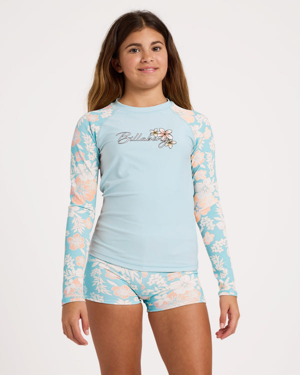 Girls 6-16 Hibiscus Haze Long Sleeve Rash Vest Set