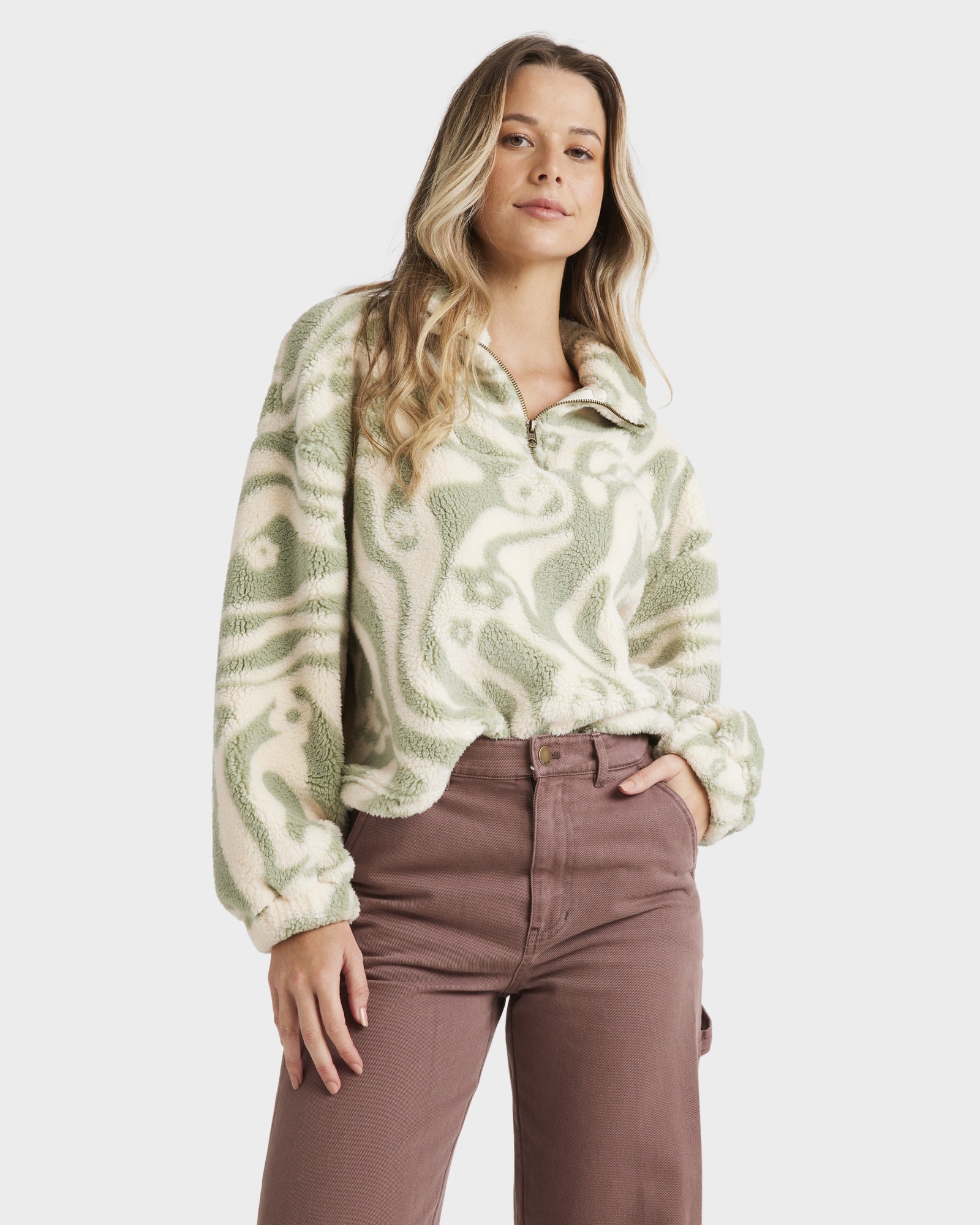 Womens Golden Groove Half Zip Fleece Pullover