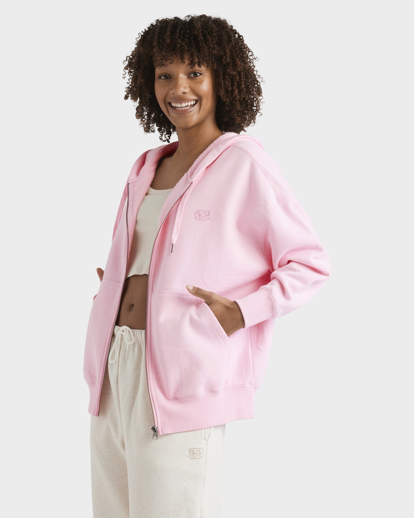 Womens Wave Essential Zip-Up Hoodie – Candy Pink – Billabong AU