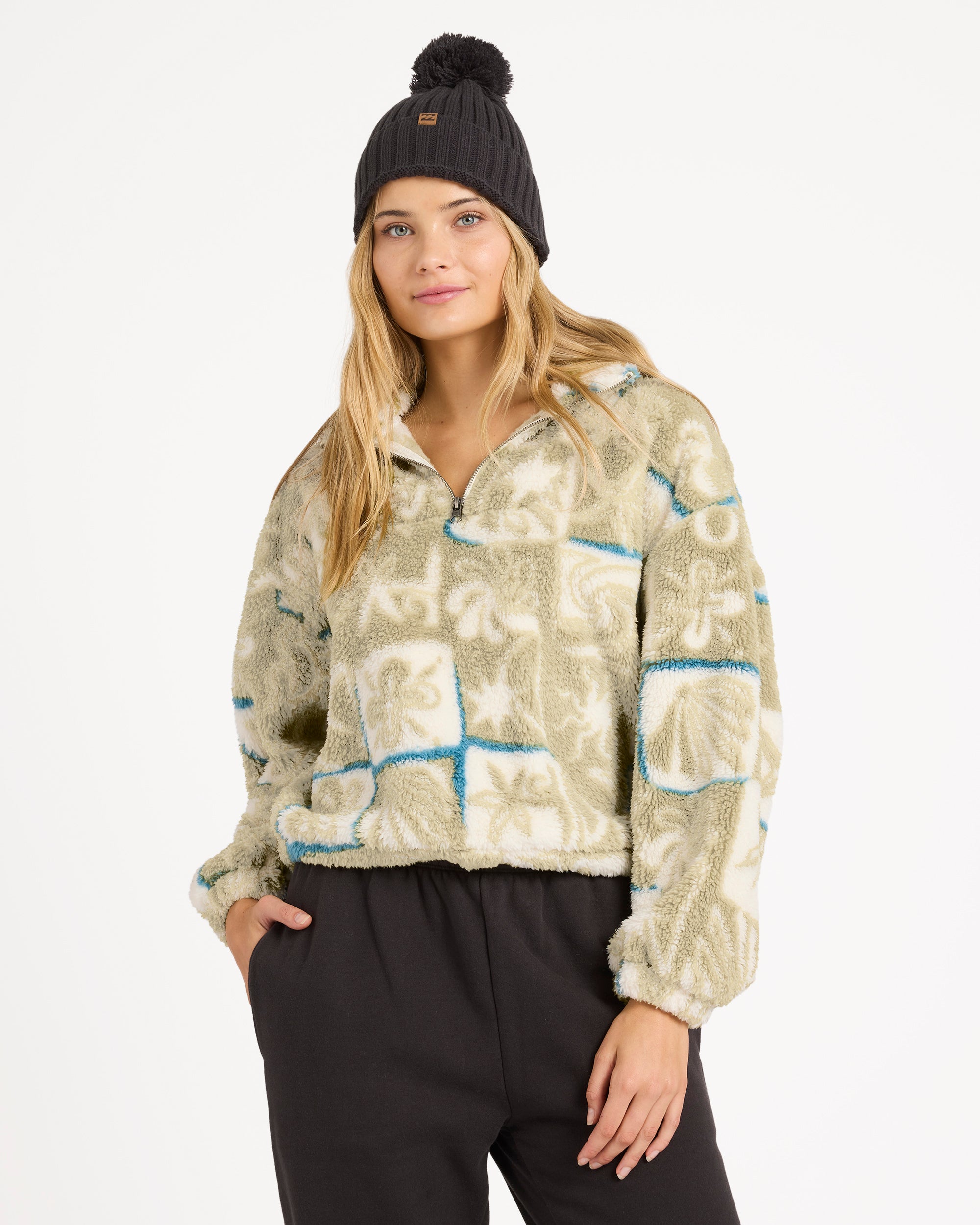 Womens Sea Check Half Zip Fleece Jumper