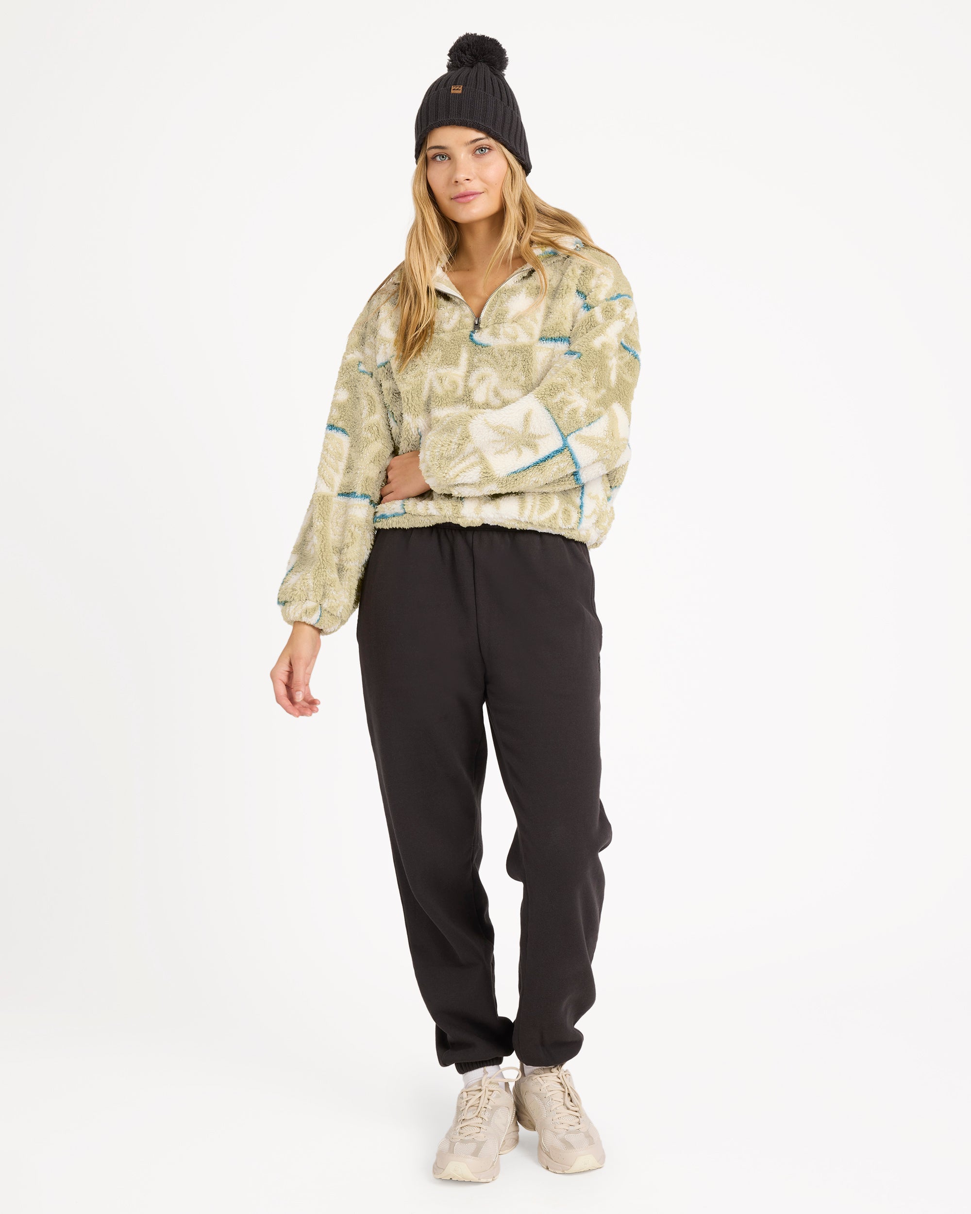 Womens Sea Check Half Zip Fleece Jumper