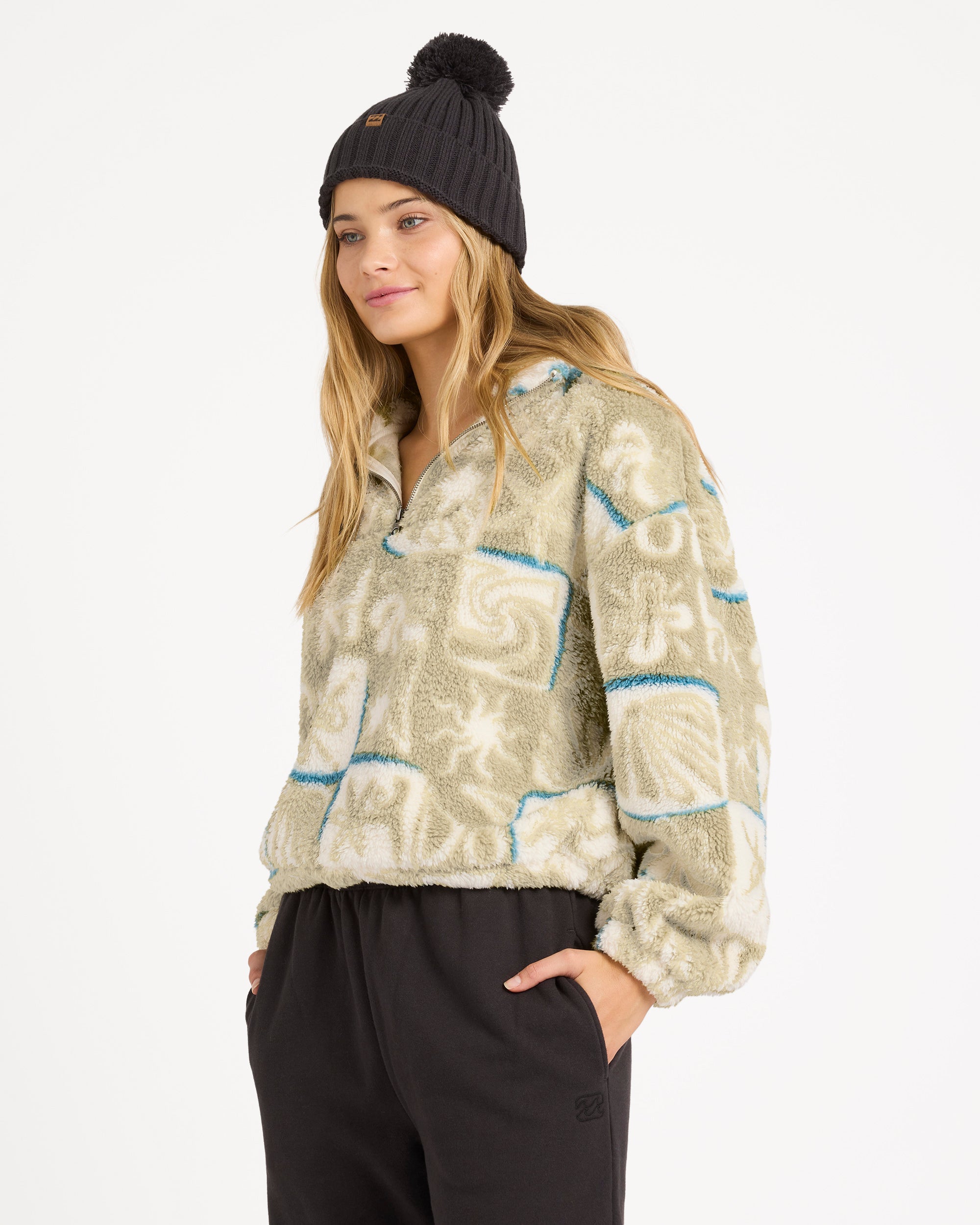 Womens Sea Check Half Zip Fleece Jumper