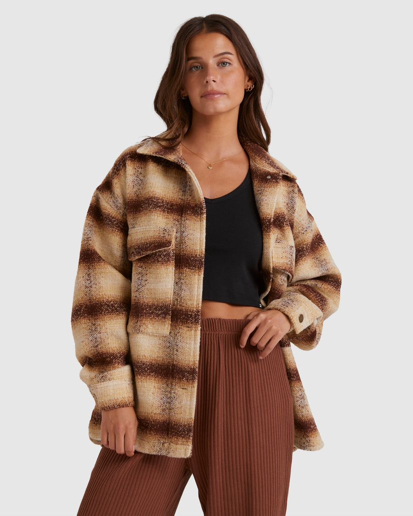 Womens Surf Check Shacket - TOASTED COCONUT | Billabong AU