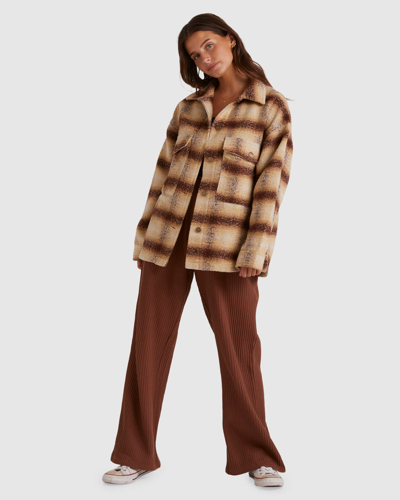 Womens Surf Check Shacket - TOASTED COCONUT | Billabong AU