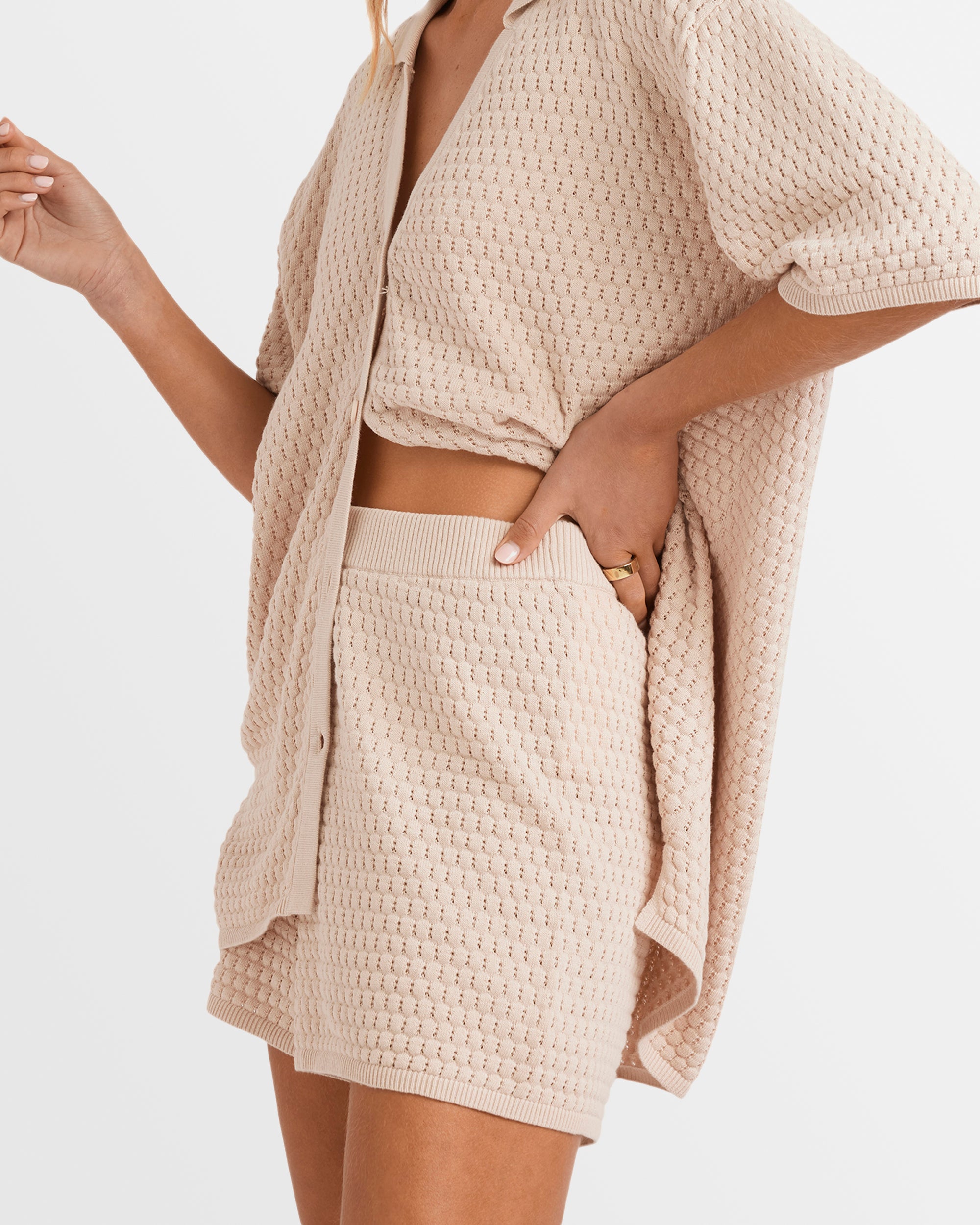 Womens Sun Bubble Elastic Waist Shorts