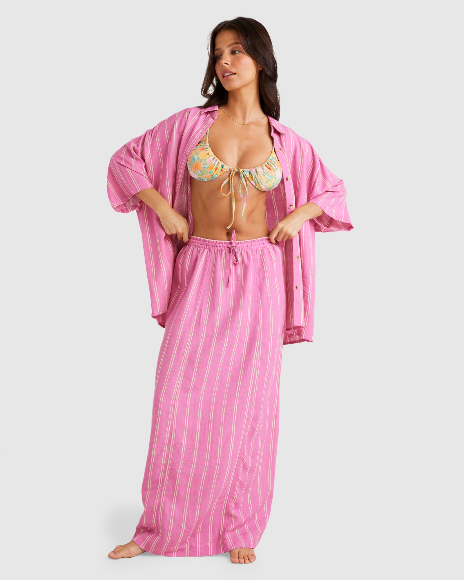 Womens Amor Stripe Midi Skirt