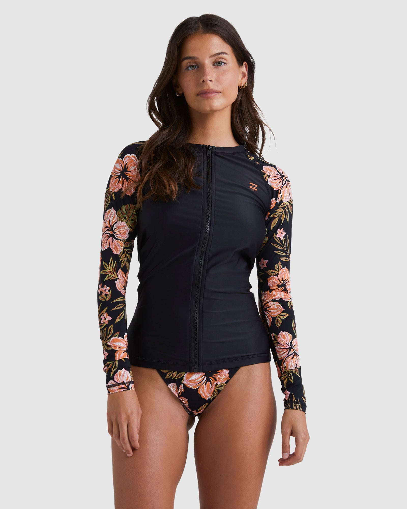 Womens Hooked On Tropics Long Sleeve Zip Rash Vest