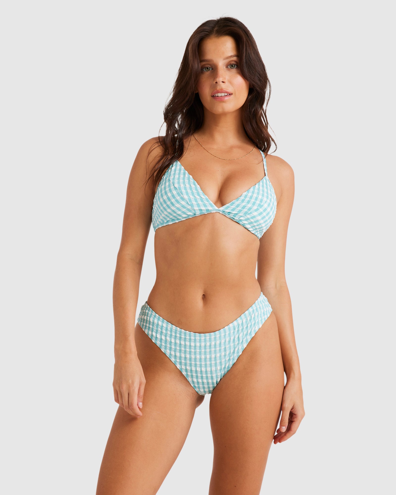 Womens Wave Check Charlie Triangle Bikini Top