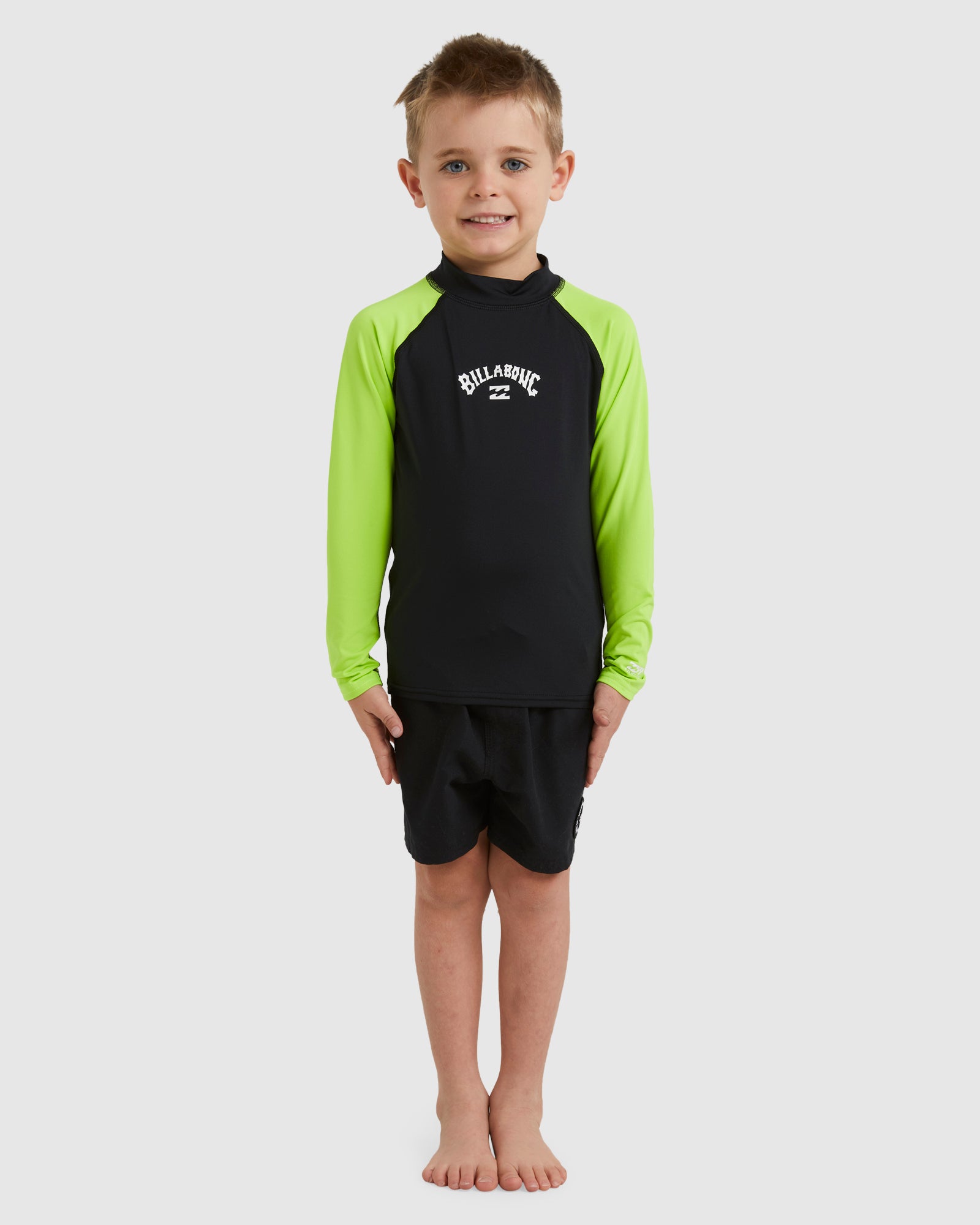 Boys 0-7 All Day Arch Rash Vest - BLACK/NEON YELLOW | Billabong AU