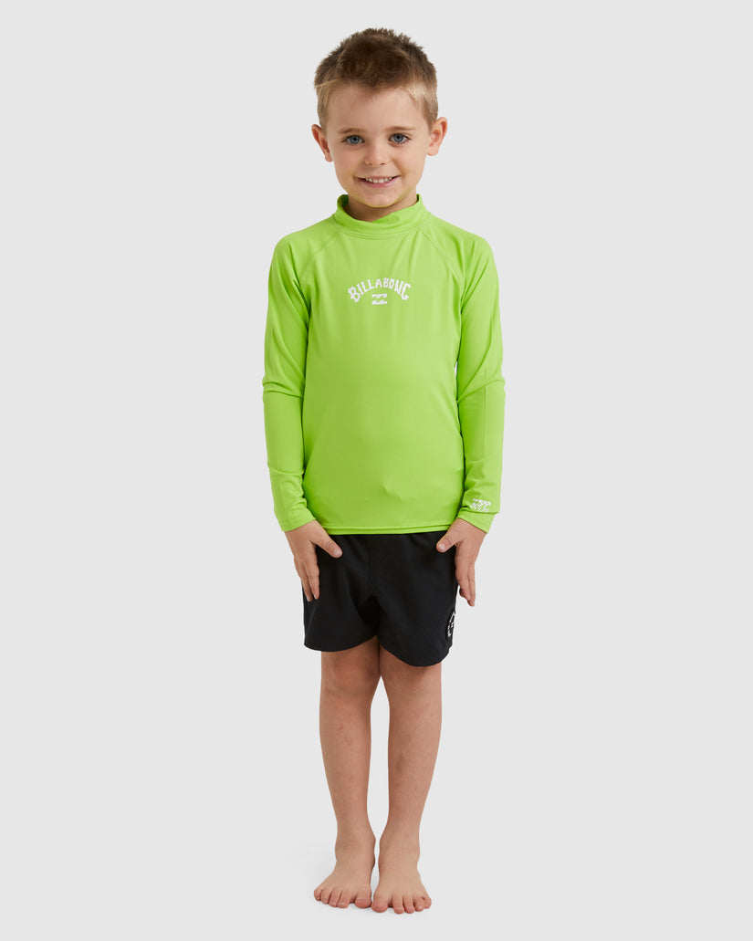 Boys 0-7 All Day Arch Long Sleeve Rash Vest - NEON GREEN | Billabong AU