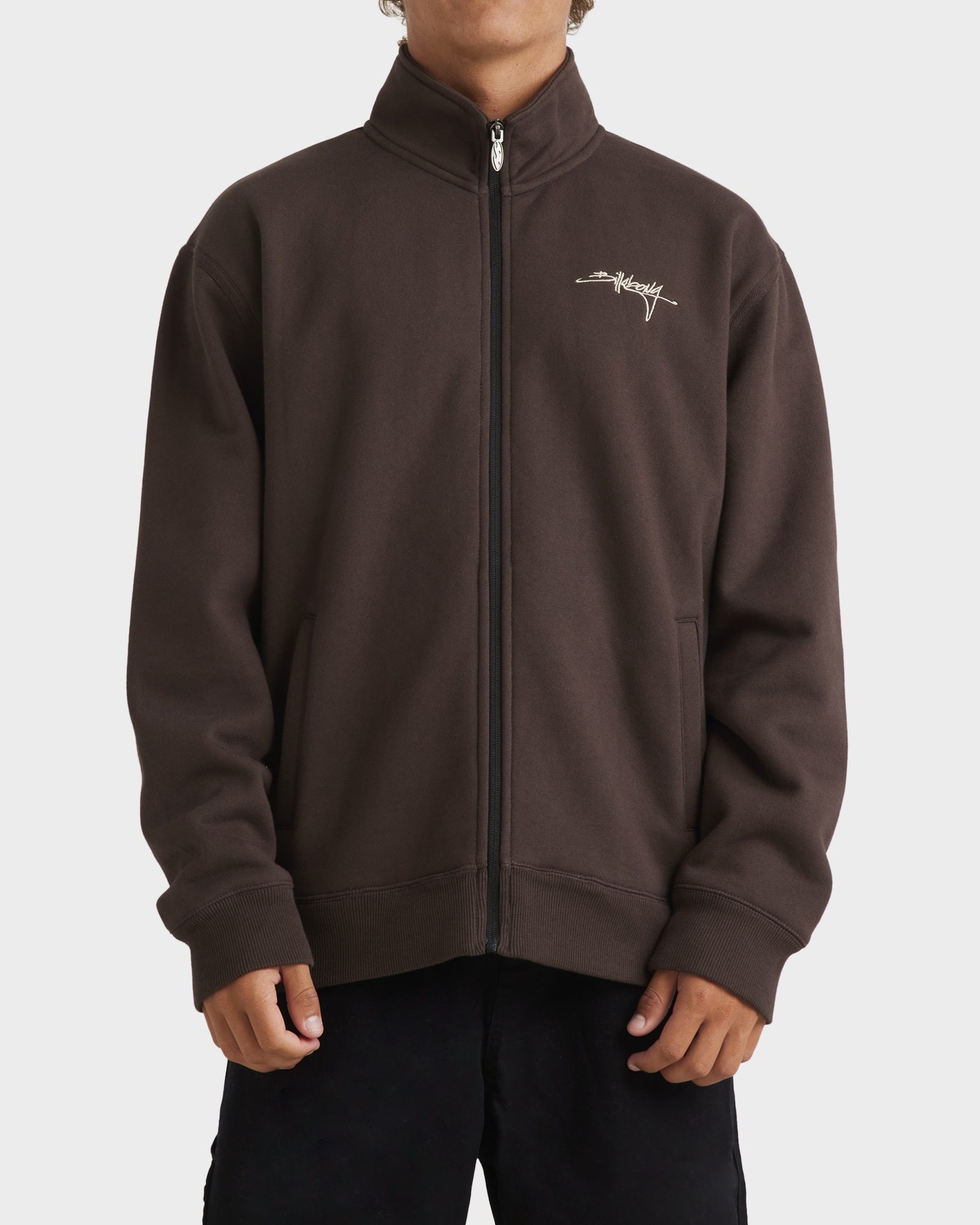 Mens Script Zip Up Hoodie