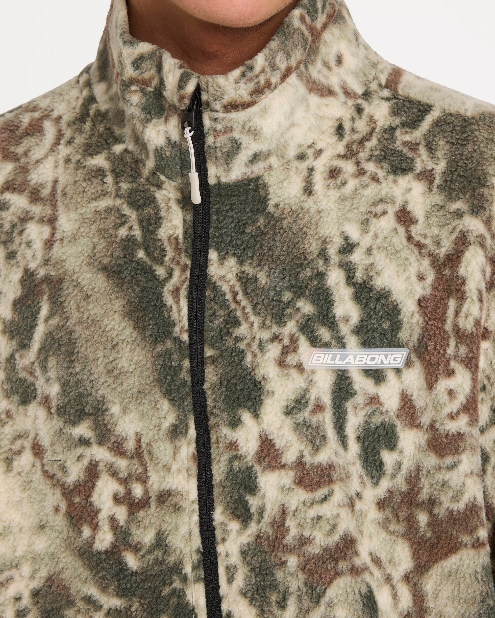Mens Boundary Mock Neck Zip Up Fleece Jacket