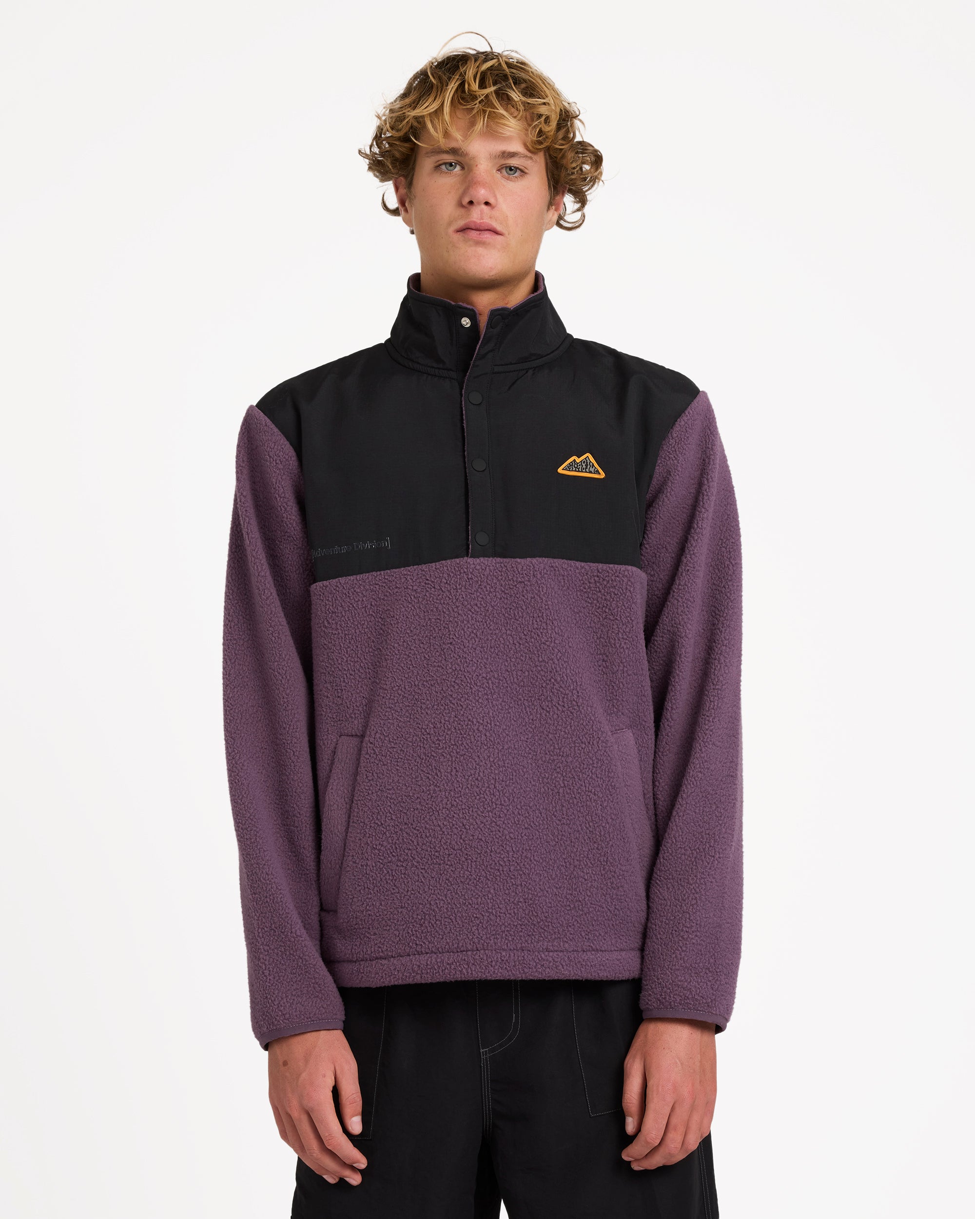 Mens Boundary Mock Snap Fleece Pullover
