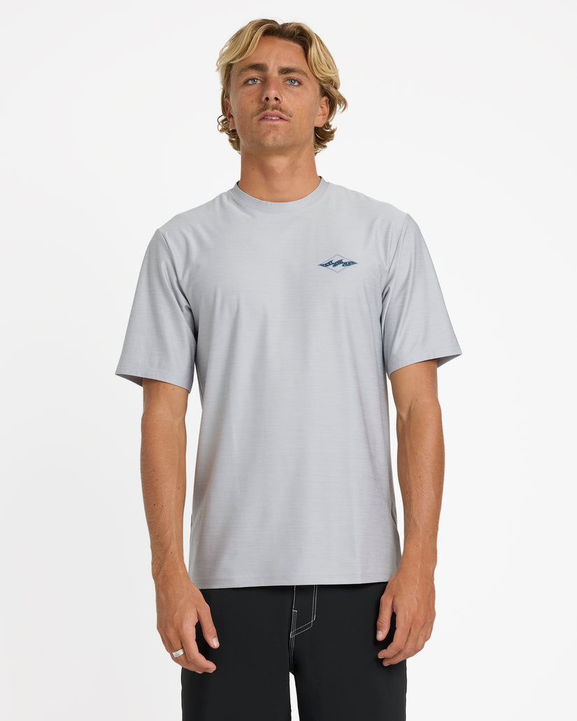 Mens Diamond Shoreline Loose Fit Rash Vest - LIGHT GREY HEATHER ...