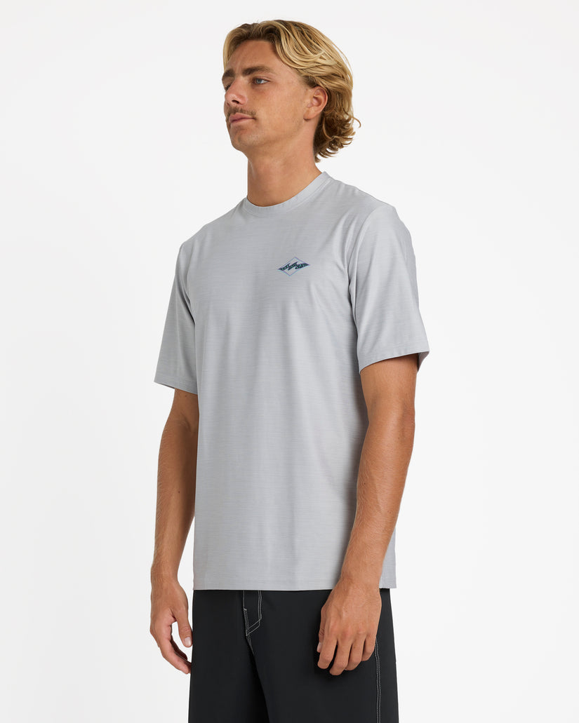Mens Diamond Shoreline Loose Fit Rash Vest - LIGHT GREY HEATHER ...